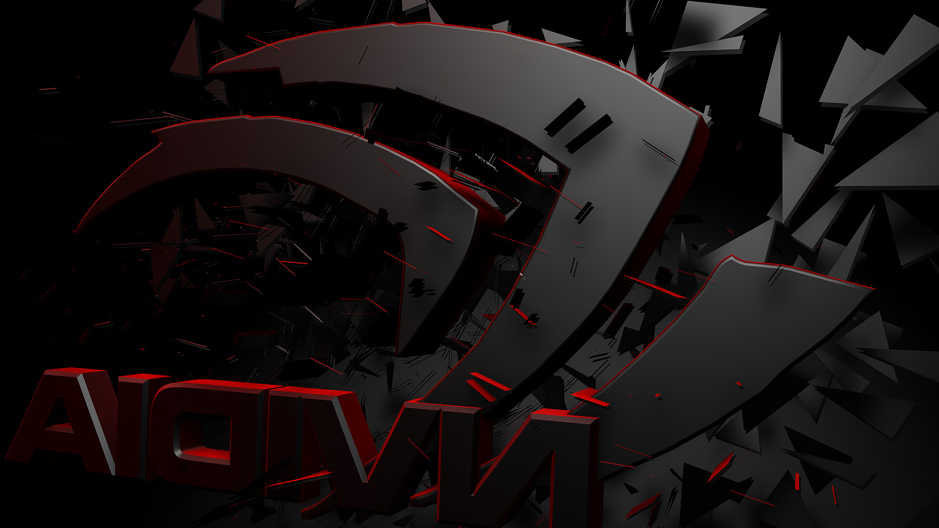 Logo Nvidia, Nvidia, Rosso e nero, Frammenti, Full HD 1080p, sfondo desktop