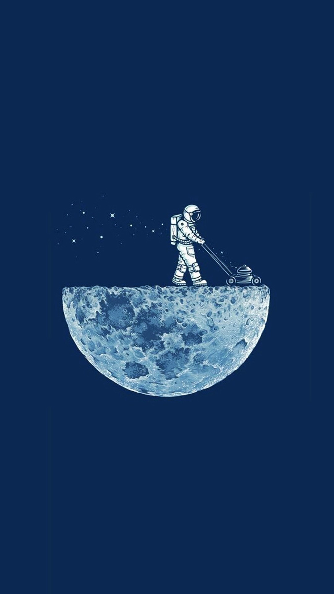 Astronauta, Luna, Tosaerba, Illustrazione, Blu, wallpaper per smartphone