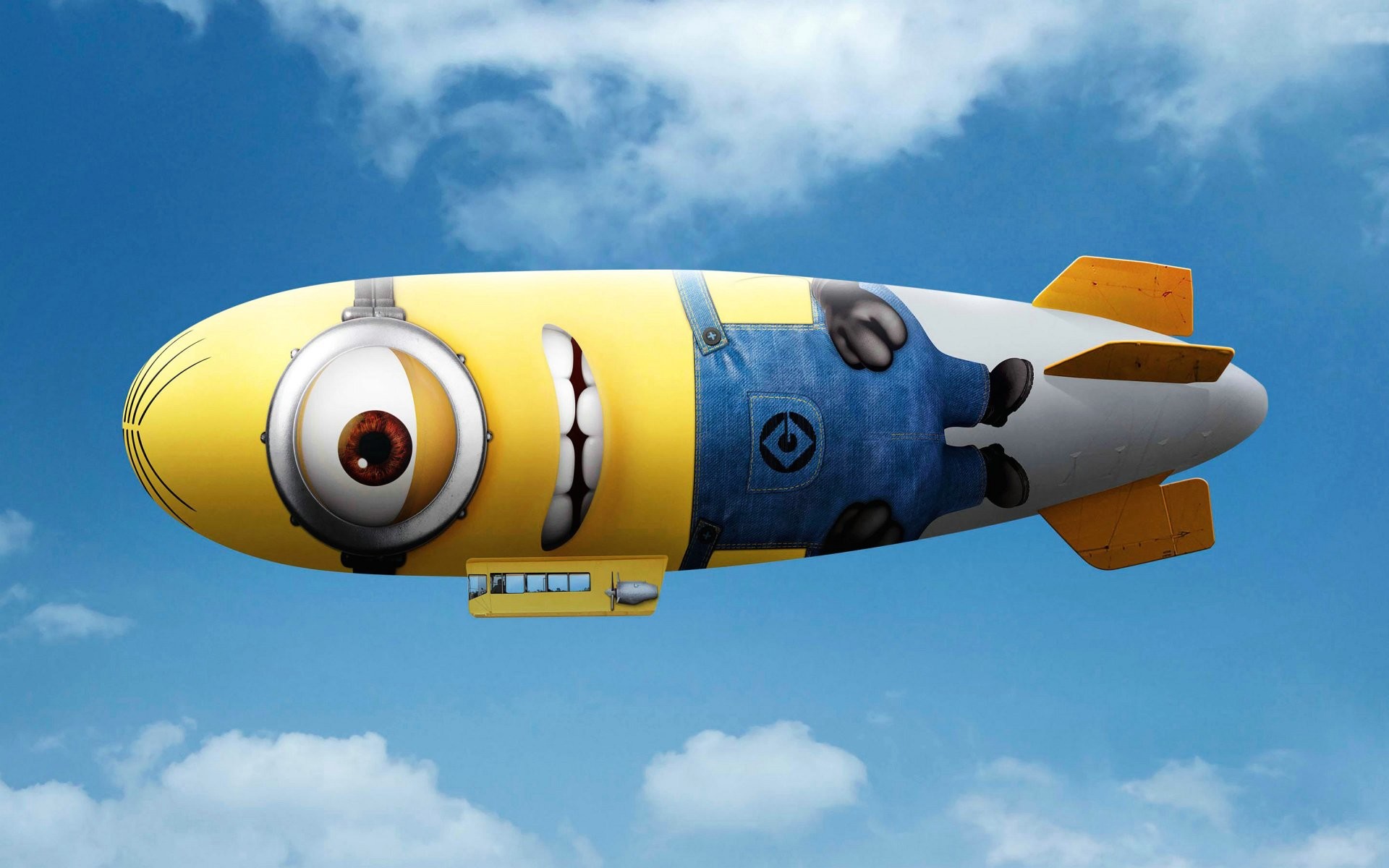 Minion, Dirigibile, Cielo azzurro, Nuvole, 1920x1200, sfondo per PC