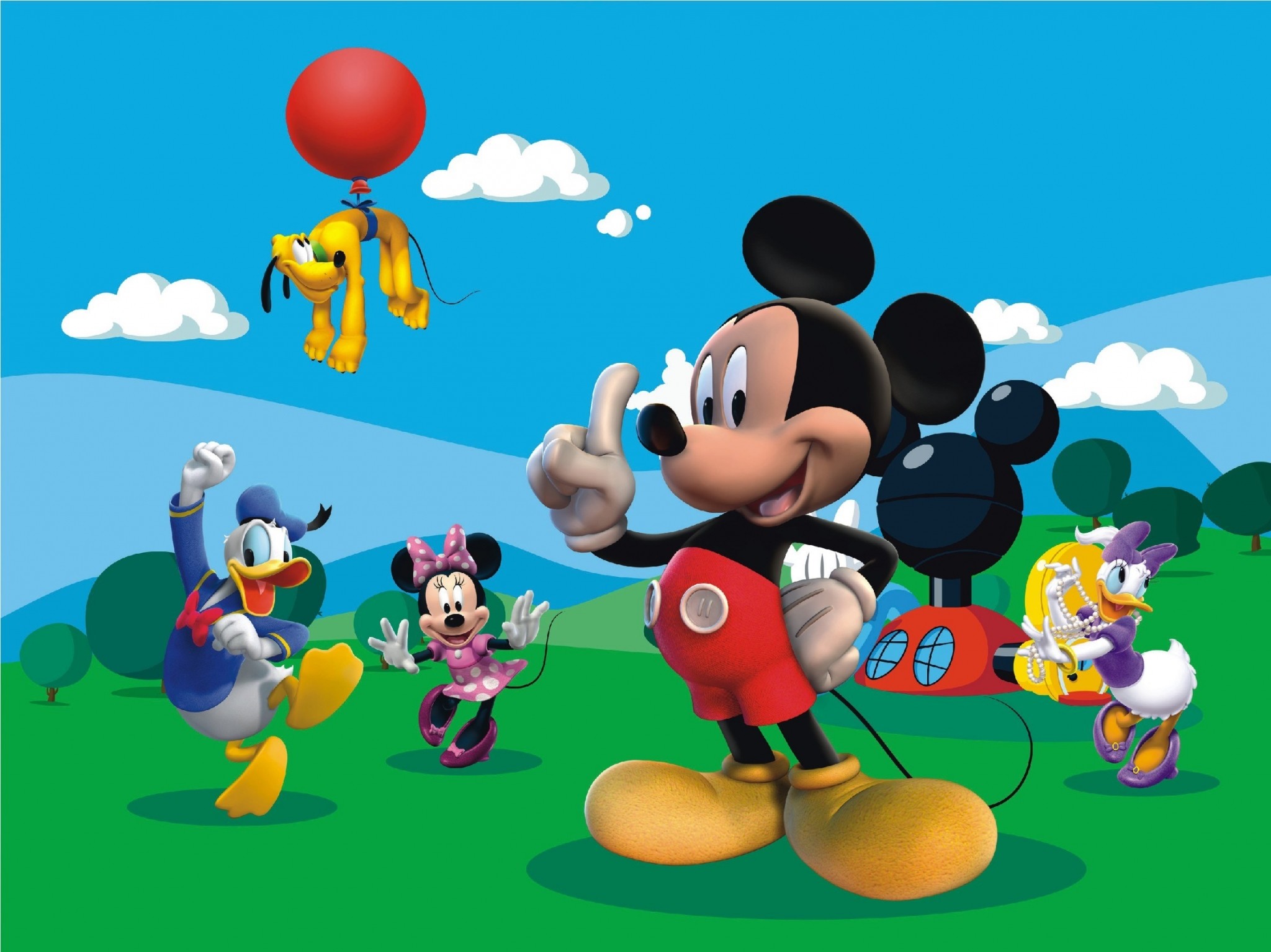 Topolino, Minnie, Paperino, Paperina, Pluto, La casa di Topolino, sfondo per iPad