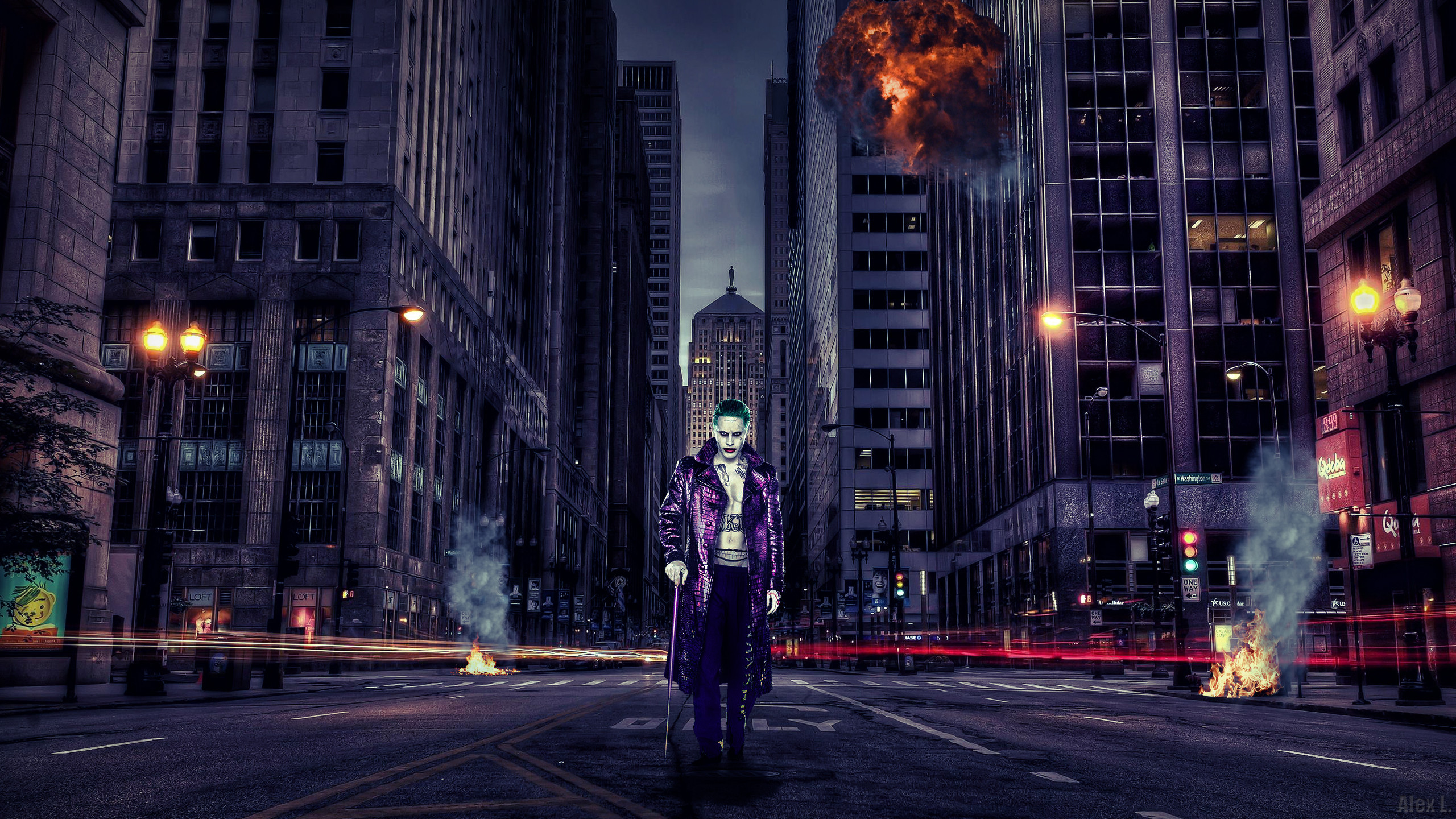 Joker, Jared Leto, Suicide Squad, Città, Notte, 2K, sfondo desktop