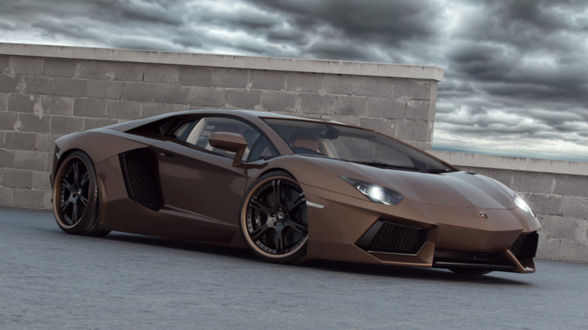 Lamborghini Aventador, Marrone, Cielo nuvoloso, Full HD, sfondo per portatile