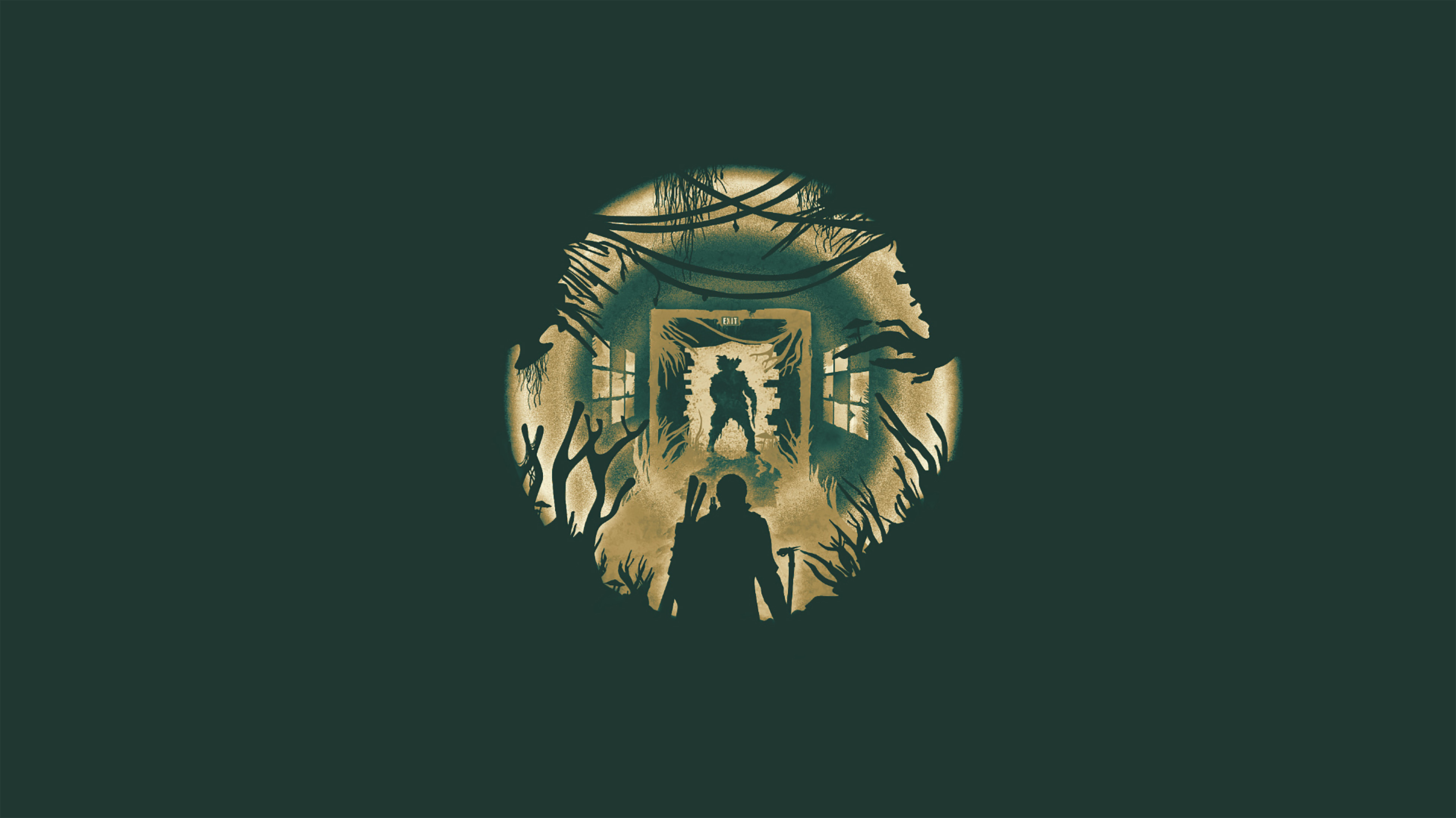 The Last of Us, Joel, Silhouette, Minimalista, Verde scuro, 4K, sfondo desktop