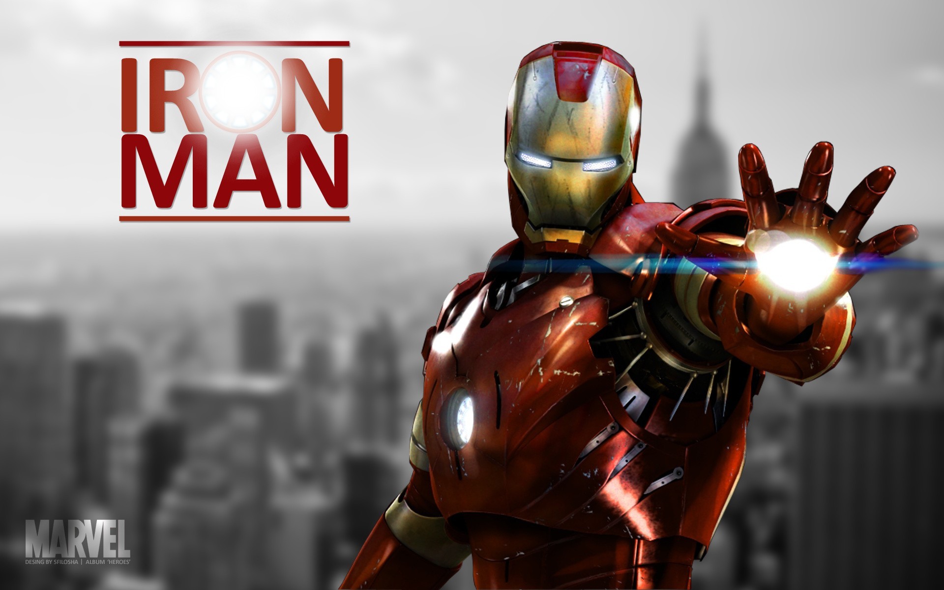 Iron Man, Marvel, Logo, Città, Repulsore, 1920x1200, sfondo per PC