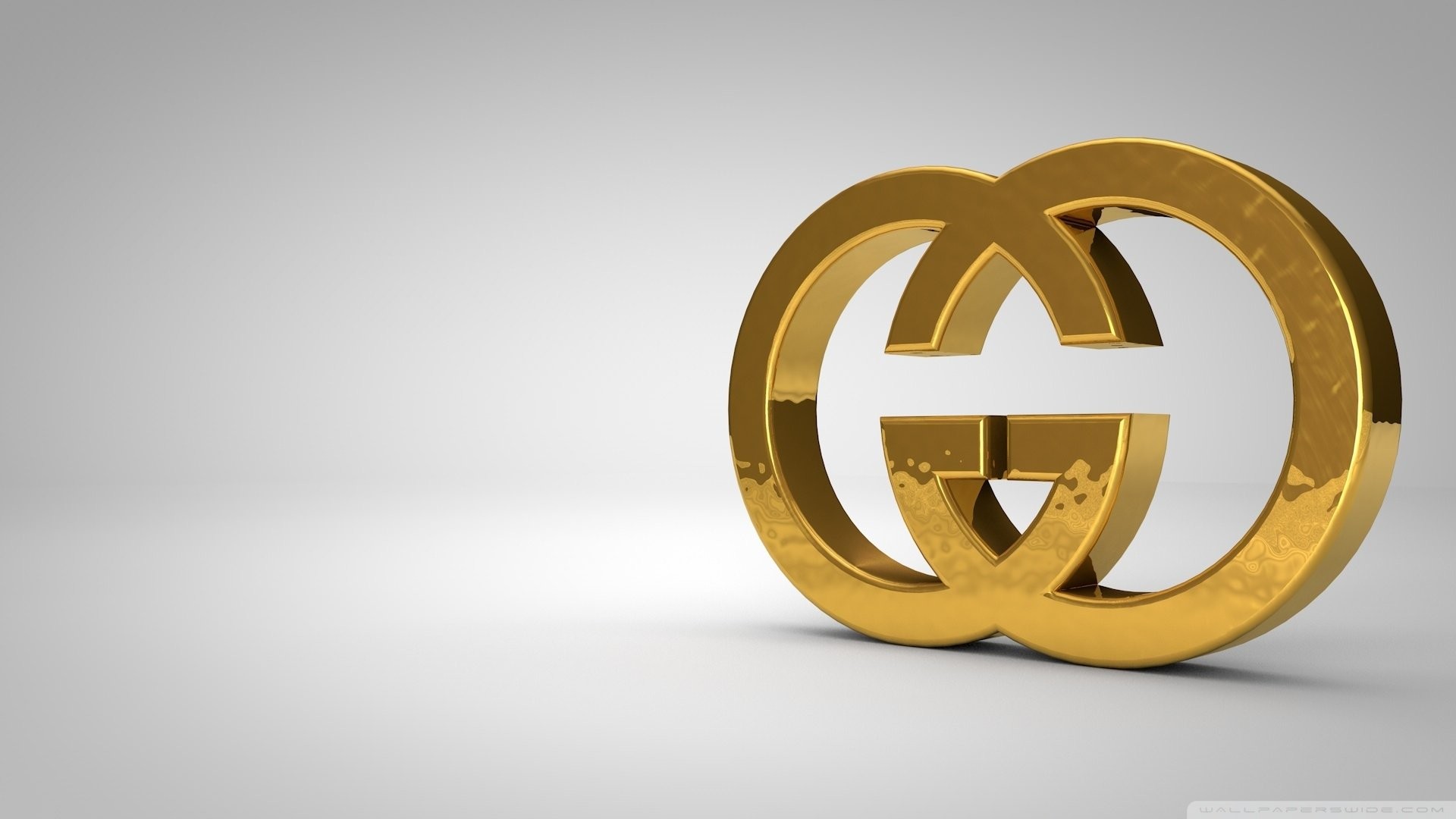 Gucci, Logo GG, Oro, 3D, Full HD, wallpaper per computer