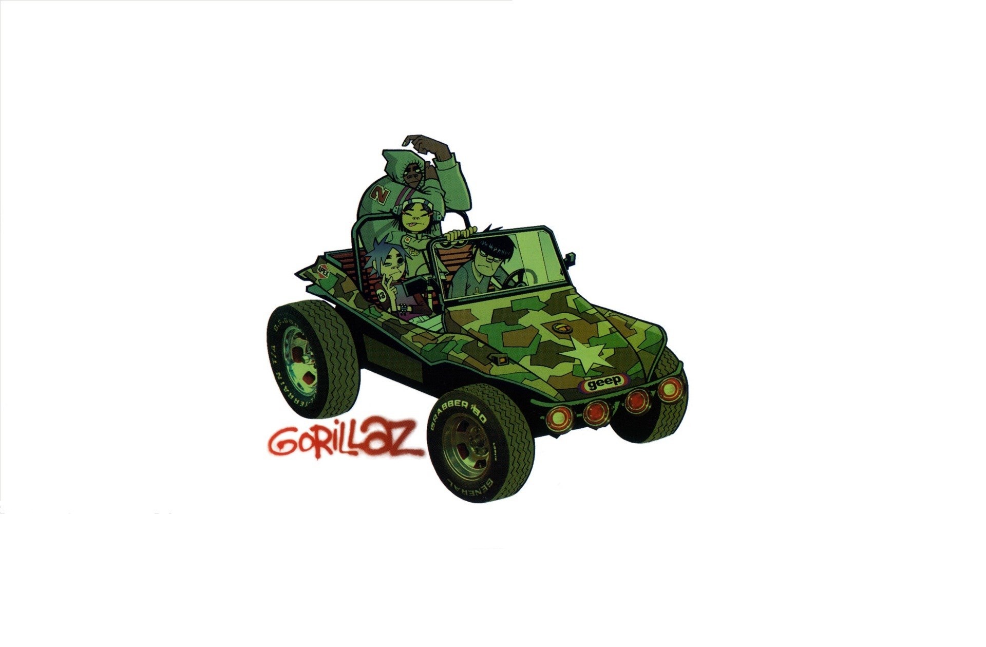 Gorillaz, Geep, Logo, Sfondo bianco, Full HD, wallpaper per computer