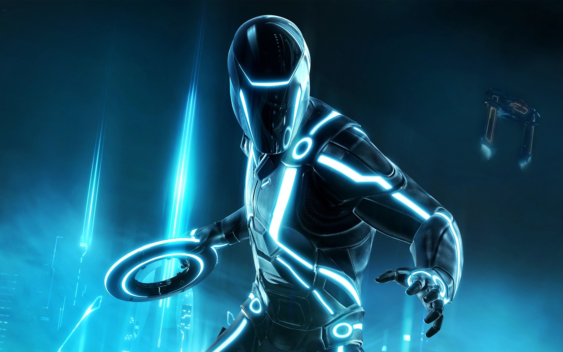 Tron: Legacy, Disco, Neon azzurro, Fantascienza, Full HD, sfondo desktop
