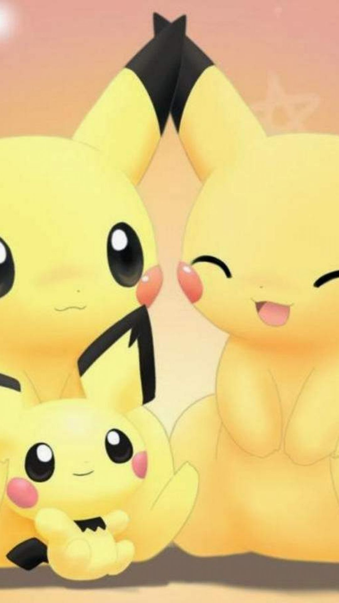 Pikachu, Pichu, Pokémon, Famiglia, sfondo per iPhone e Android