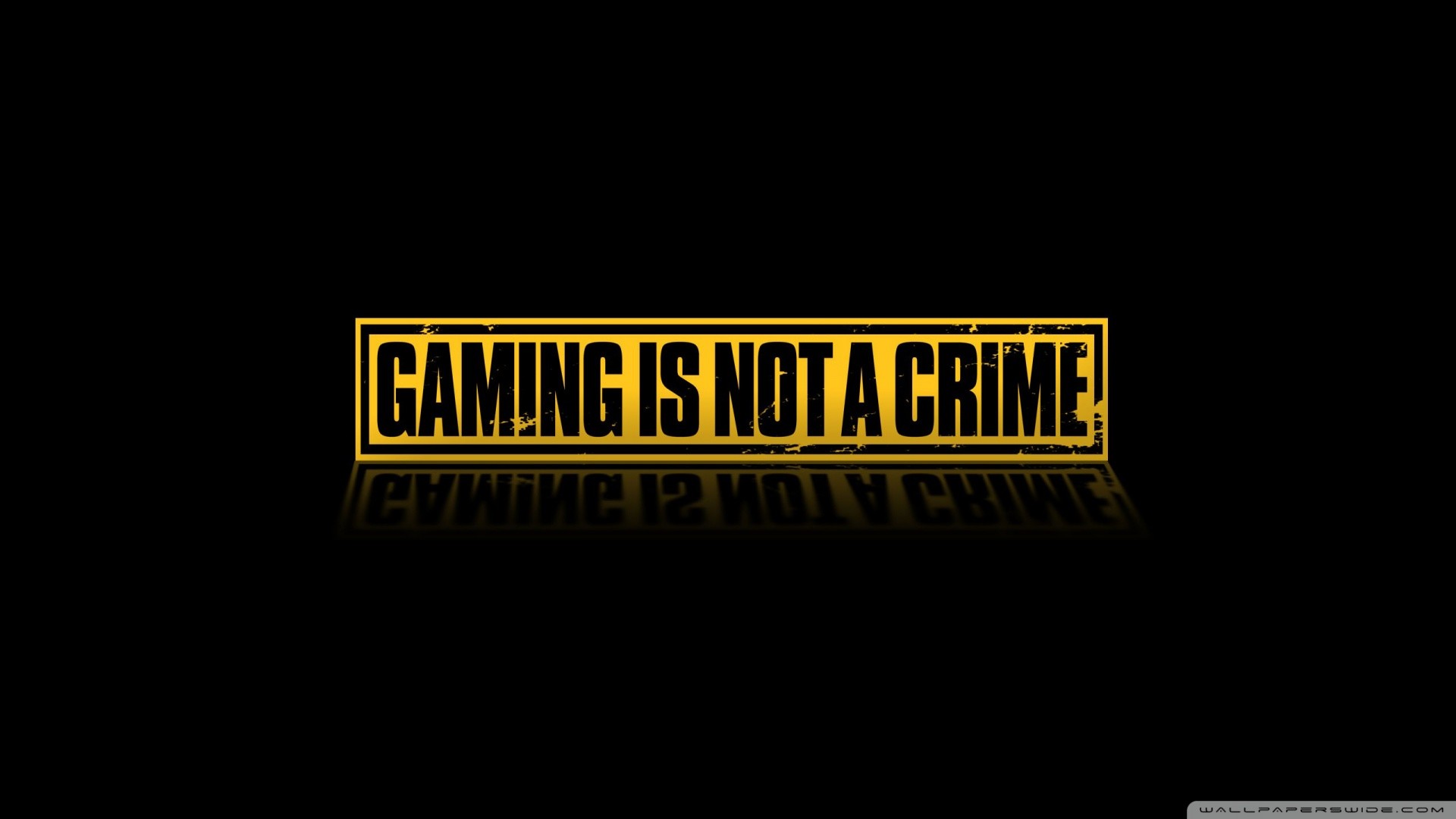 Gaming is not a crime, Tipografia, Sfondo nero, Giallo, 16:9 Full HD, wallpaper widescreen