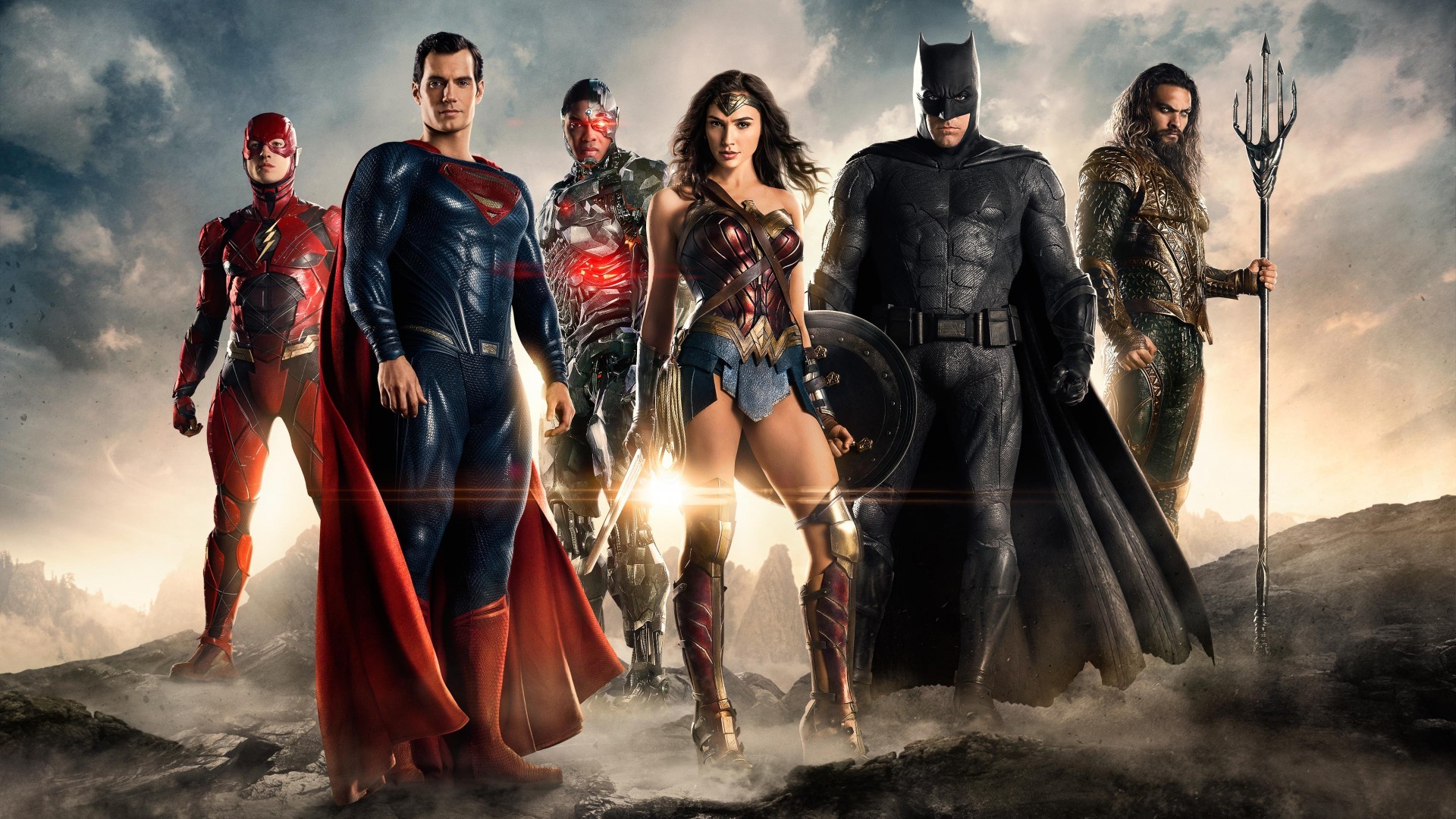 Justice League, Wonder Woman, Superman, Batman, Flash, Cyborg, Aquaman, sfondo 16:9 Full HD