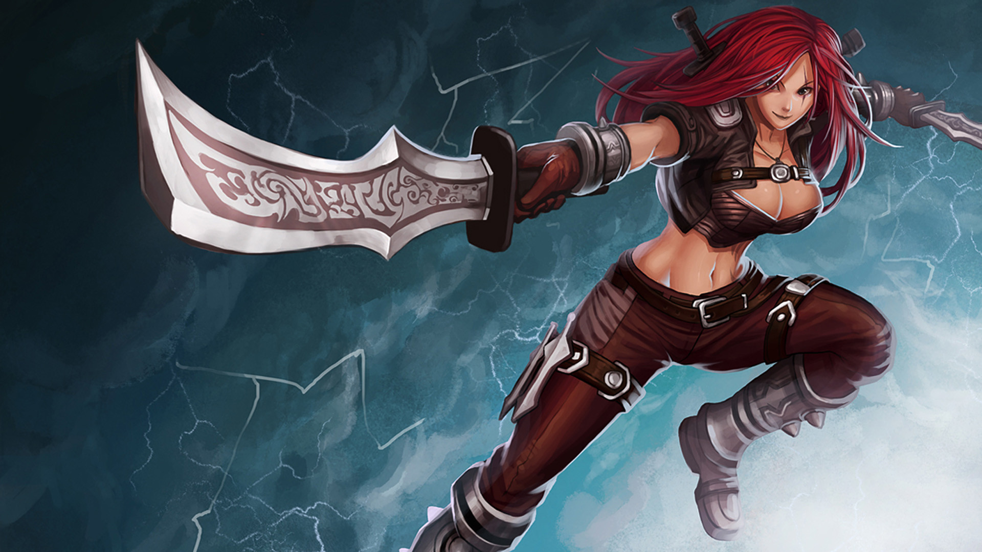 Katarina, League of Legends, Lama, Fulmini, 16:9 Full HD, sfondo widescreen