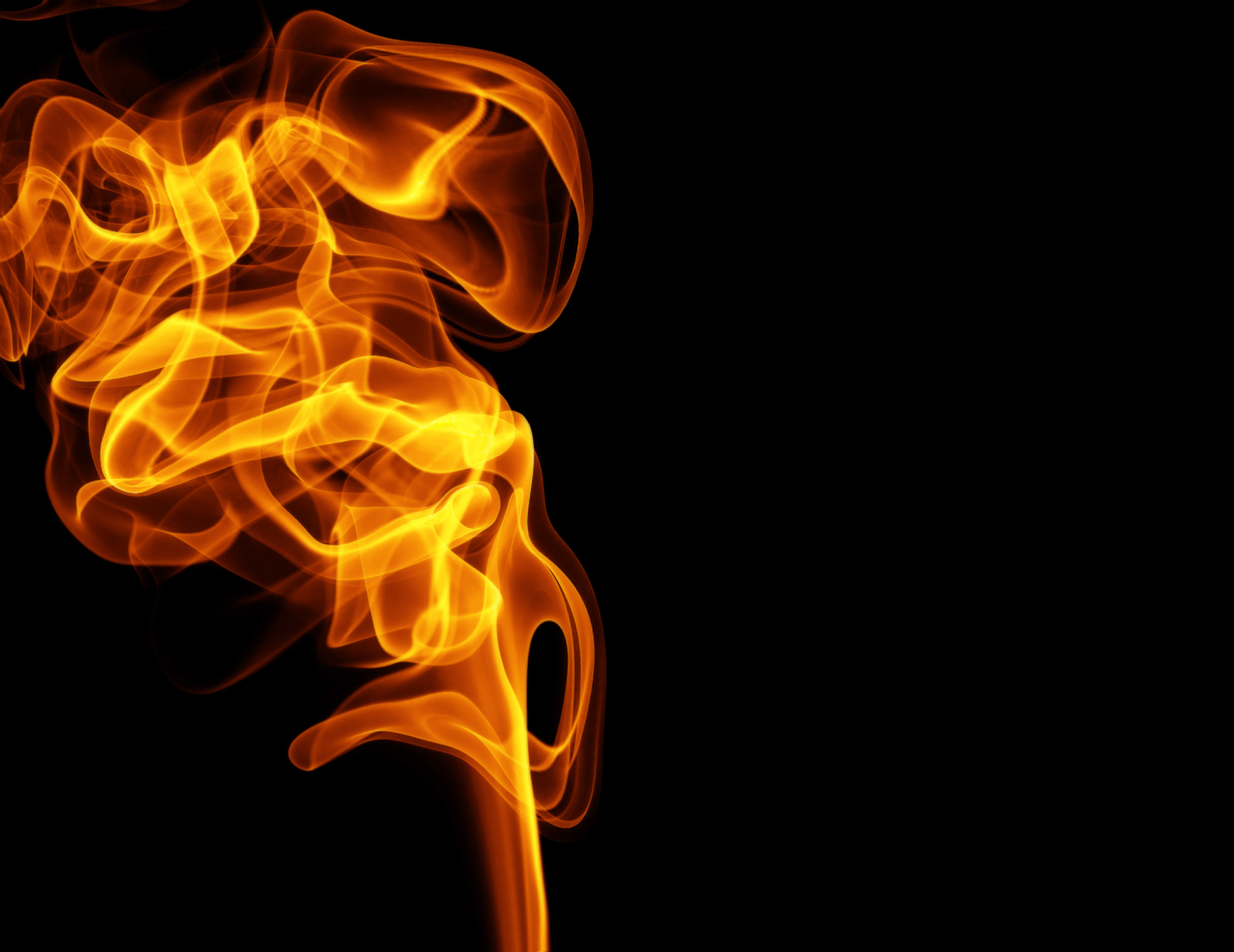 Fumo di fuoco, Fiamma, Sfondo nero, 2K, wallpaper per PC