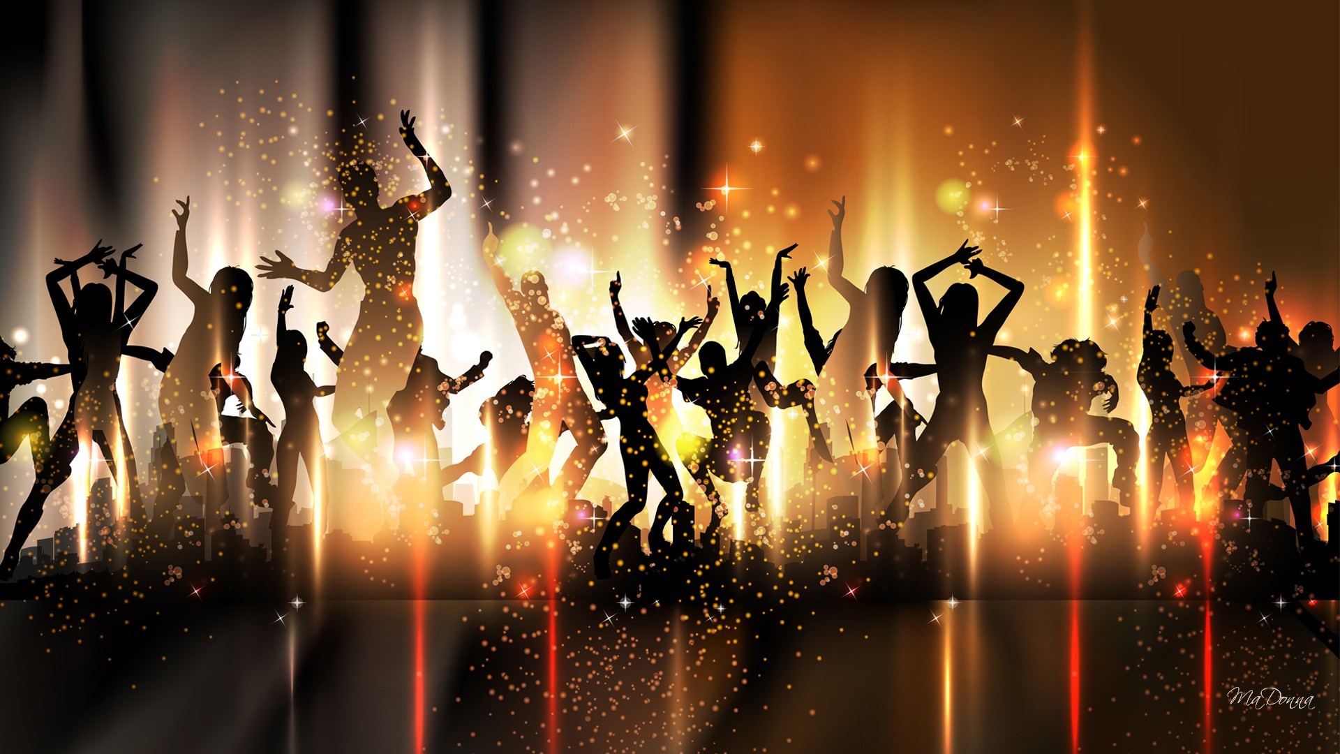 Ballerini, Silhouette, Discoteca, Luci, Full HD 1080p, sfondo desktop