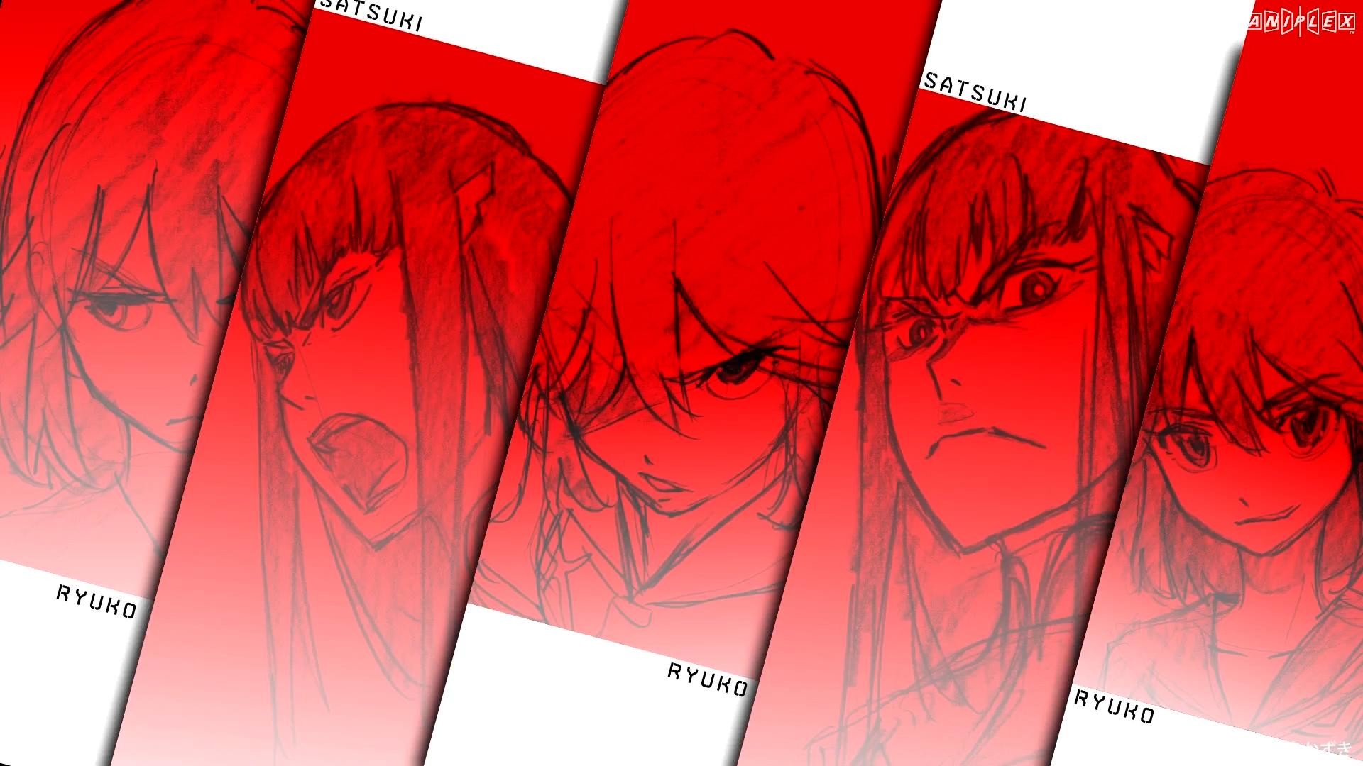Ryuko Matoi, Satsuki Kiryuin, Kill la Kill, Schizzi, Rosso, Full HD 1080p, sfondo desktop