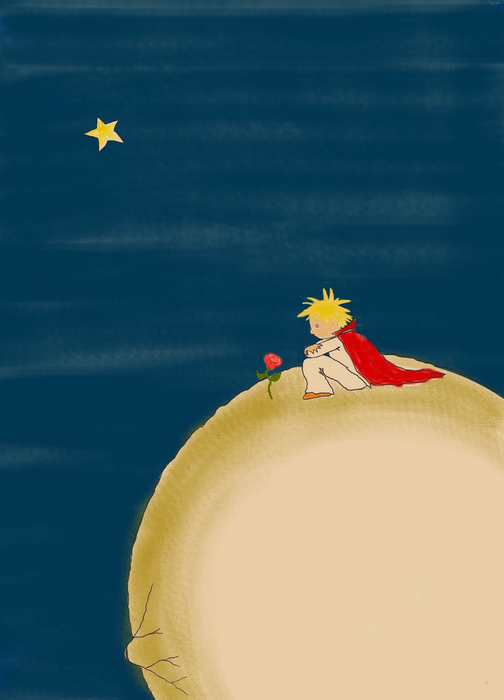 Il Piccolo Principe, Asteroide B 612, Illustrazione, Cielo blu, sfondo per iPad e tablet