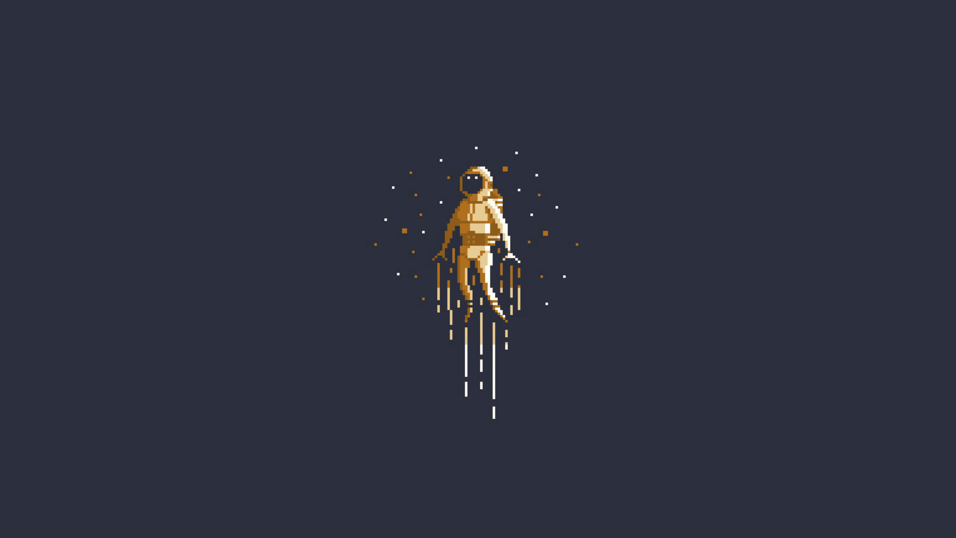Astronauta, Pixel art, Sfondo blu scuro, 1920x1080, wallpaper desktop