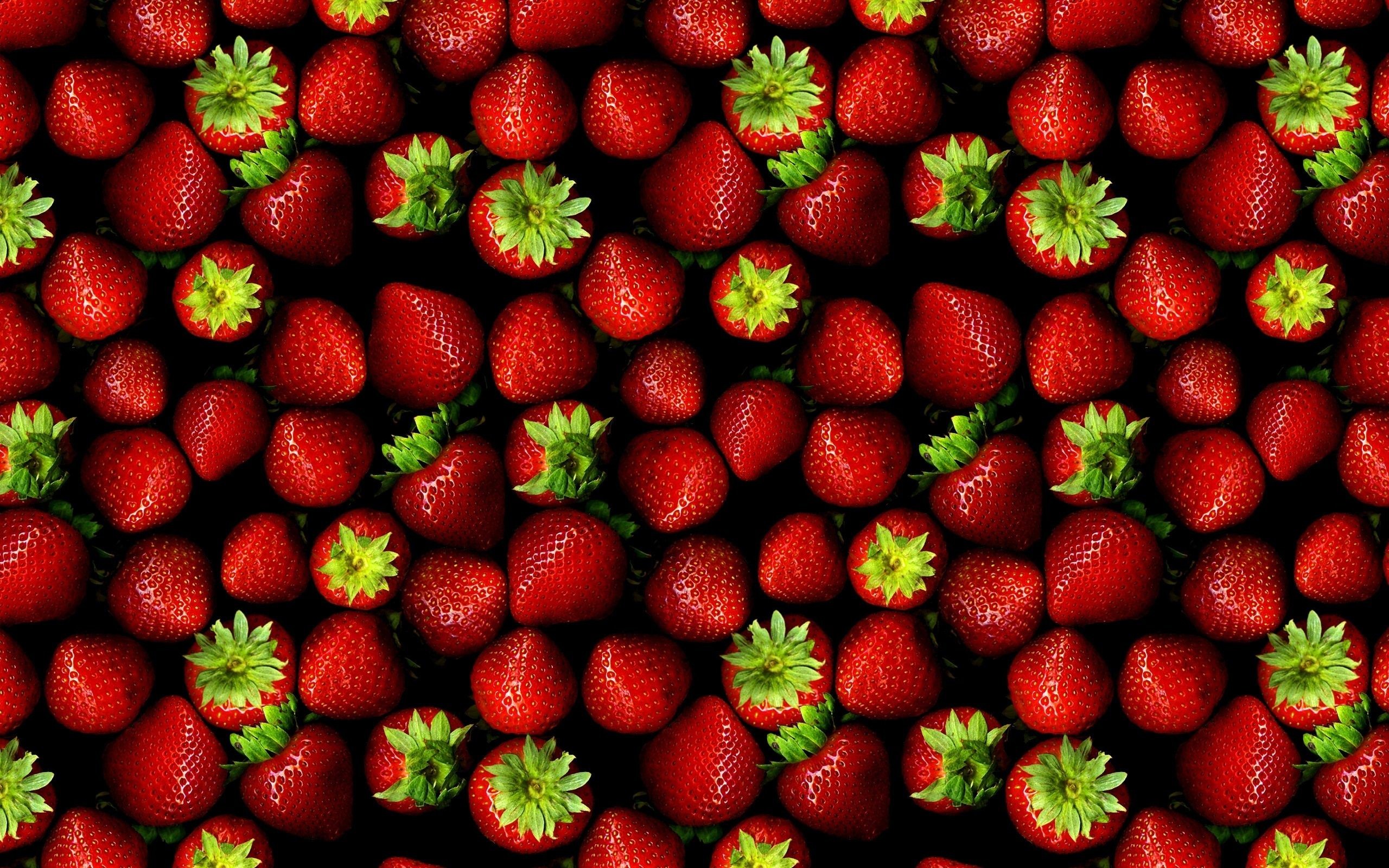 Fragole, Motivo, Frutti rossi, 2K, sfondo per portatile