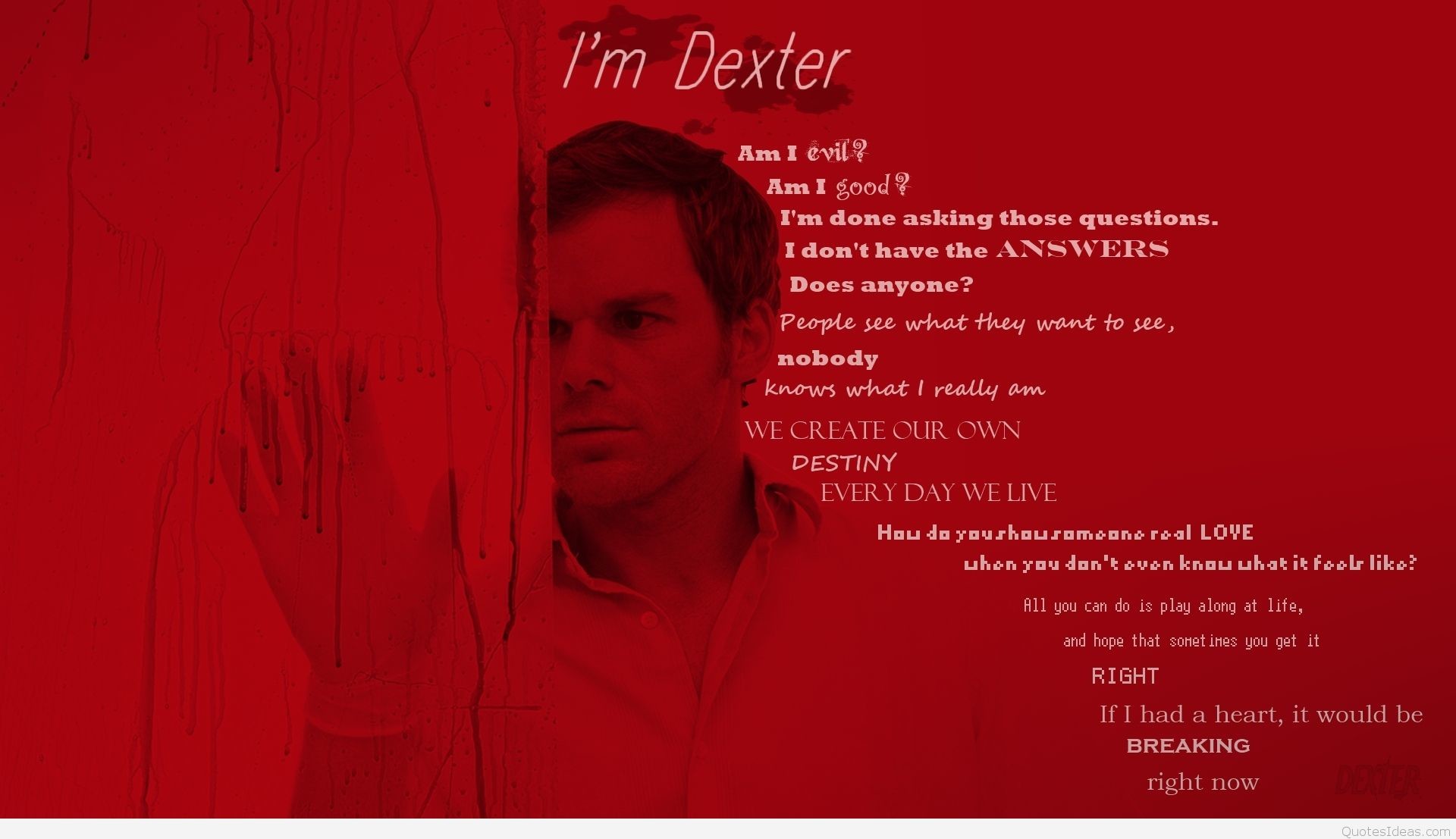 Dexter Morgan, Michael C. Hall, Dexter, I'm Dexter, Citazione, Rosso, sfondo Full HD per PC