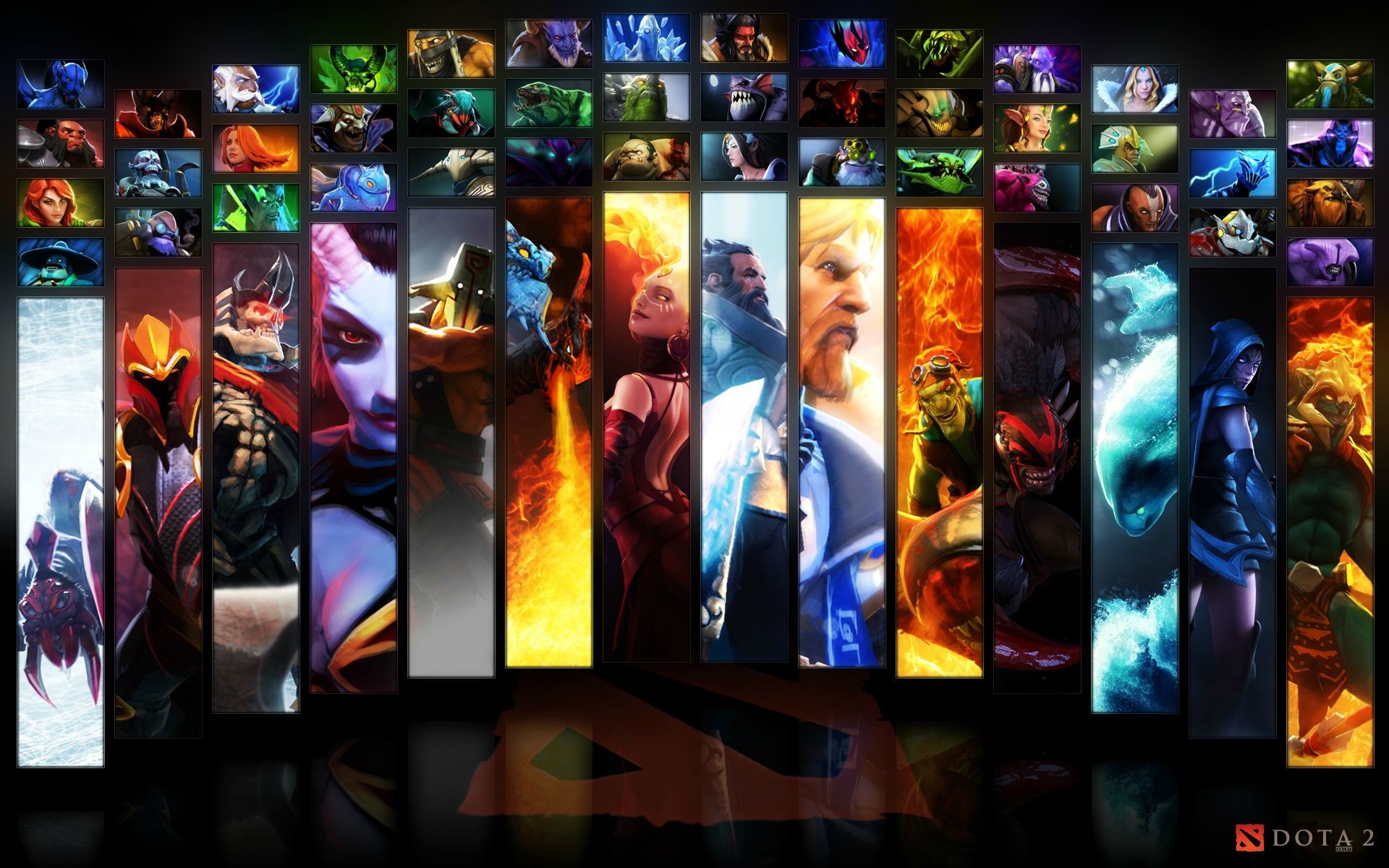 Dota 2, Eroi, Pannelli, Logo, Collage, 1920x1200, wallpaper desktop