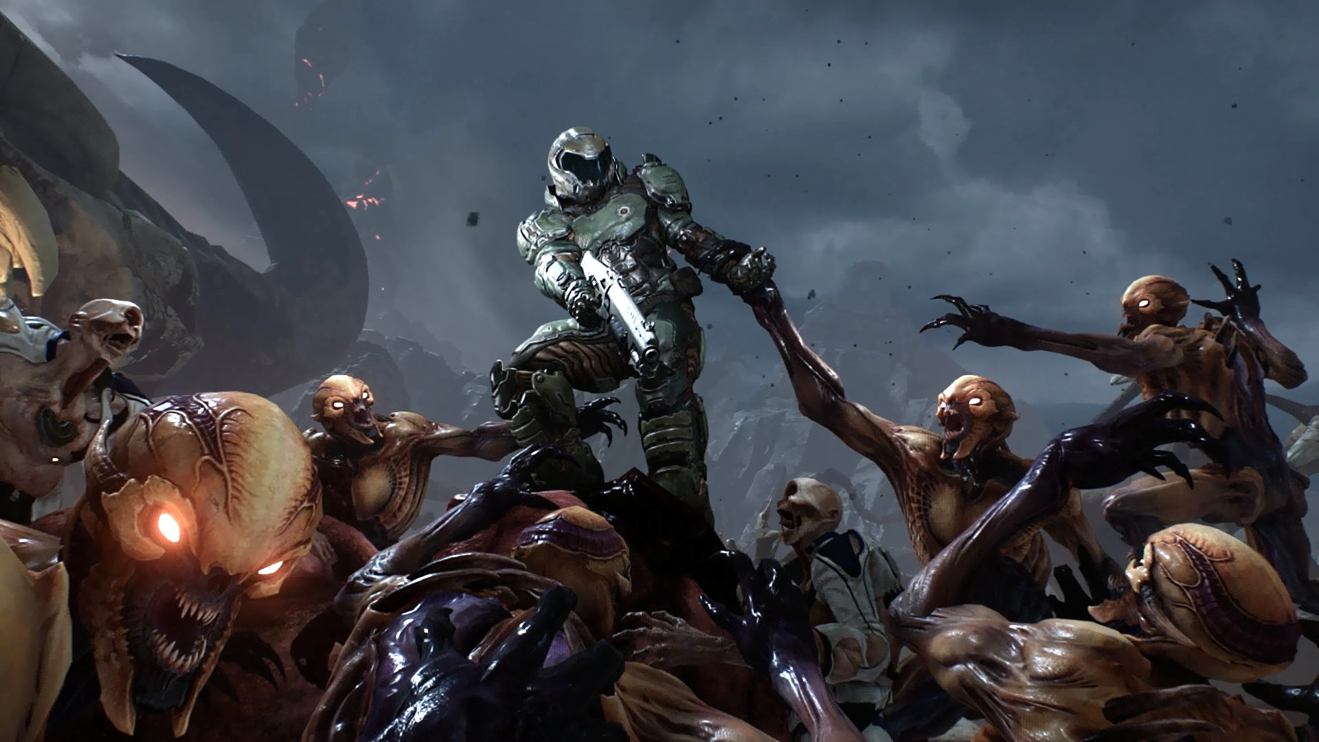Doom Slayer, Doom (2016), Demoni, Orda, Battaglia, 16:9 Full HD, sfondo widescreen