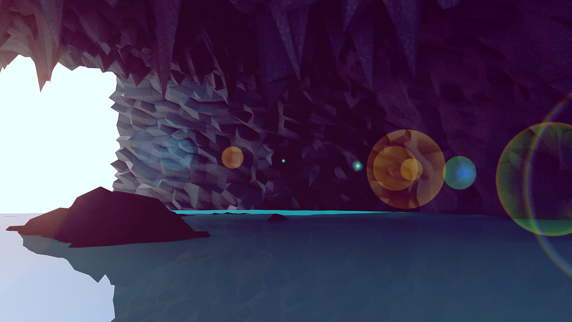 Low poly, Grotta, Pianeti, Mare, Full HD, sfondo per PC e portatile