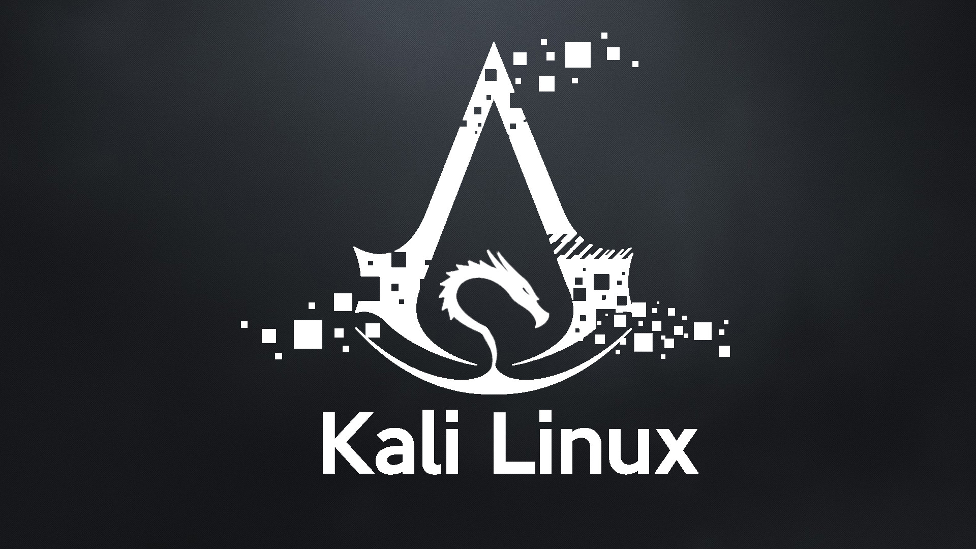 Kali Linux, Assassin's Creed, Logo, Pixel, Sfondo nero, 1920x1080, wallpaper desktop
