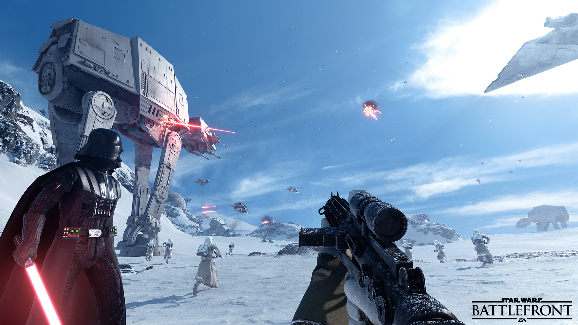 Star Wars Battlefront, Darth Vader, AT-AT, Hoth, Full HD 1080p, sfondo desktop