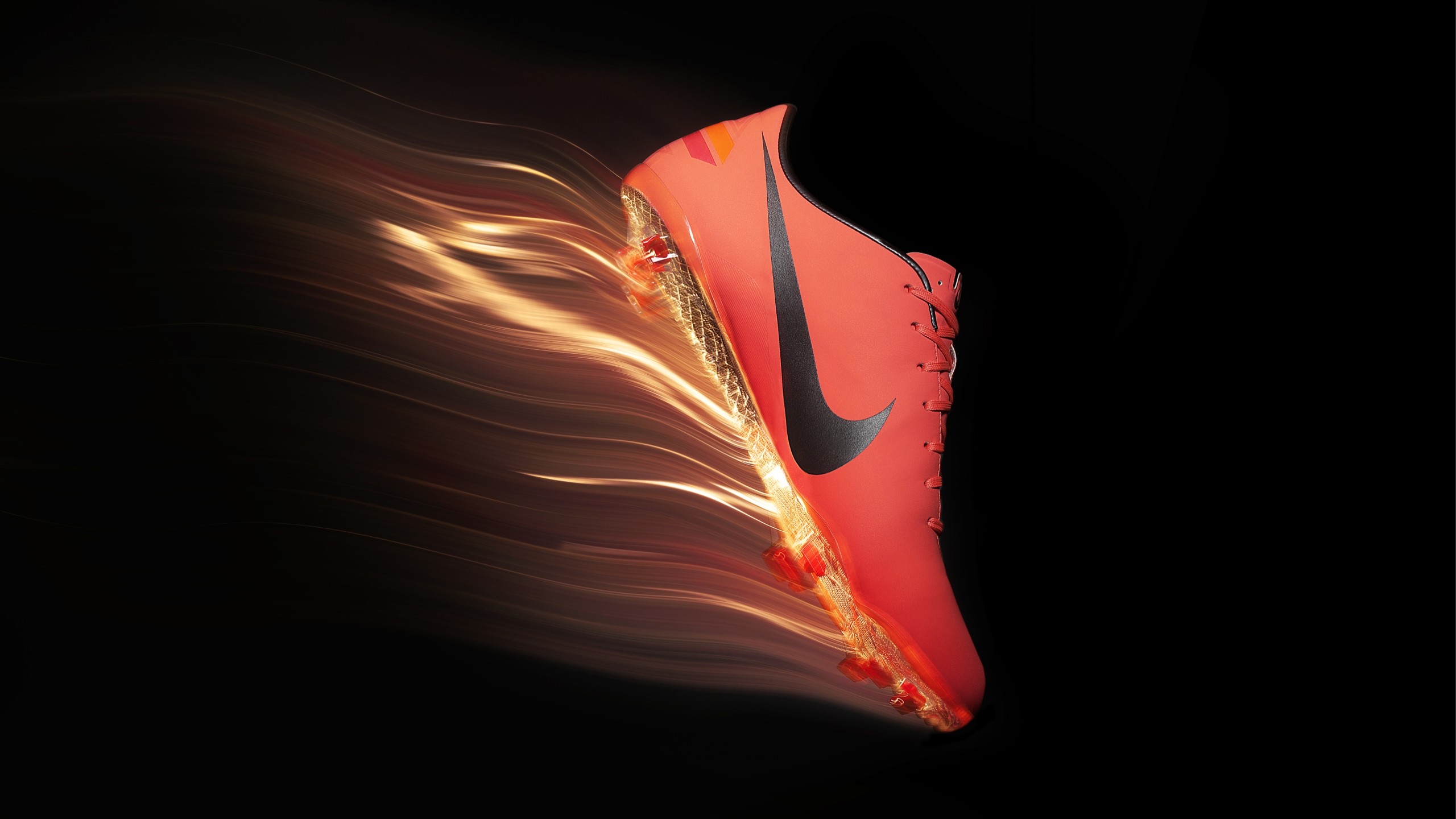Nike Mercurial, Scarpa da calcio, Nike, Fiamme, Arancione, 2560x1440, sfondo per PC