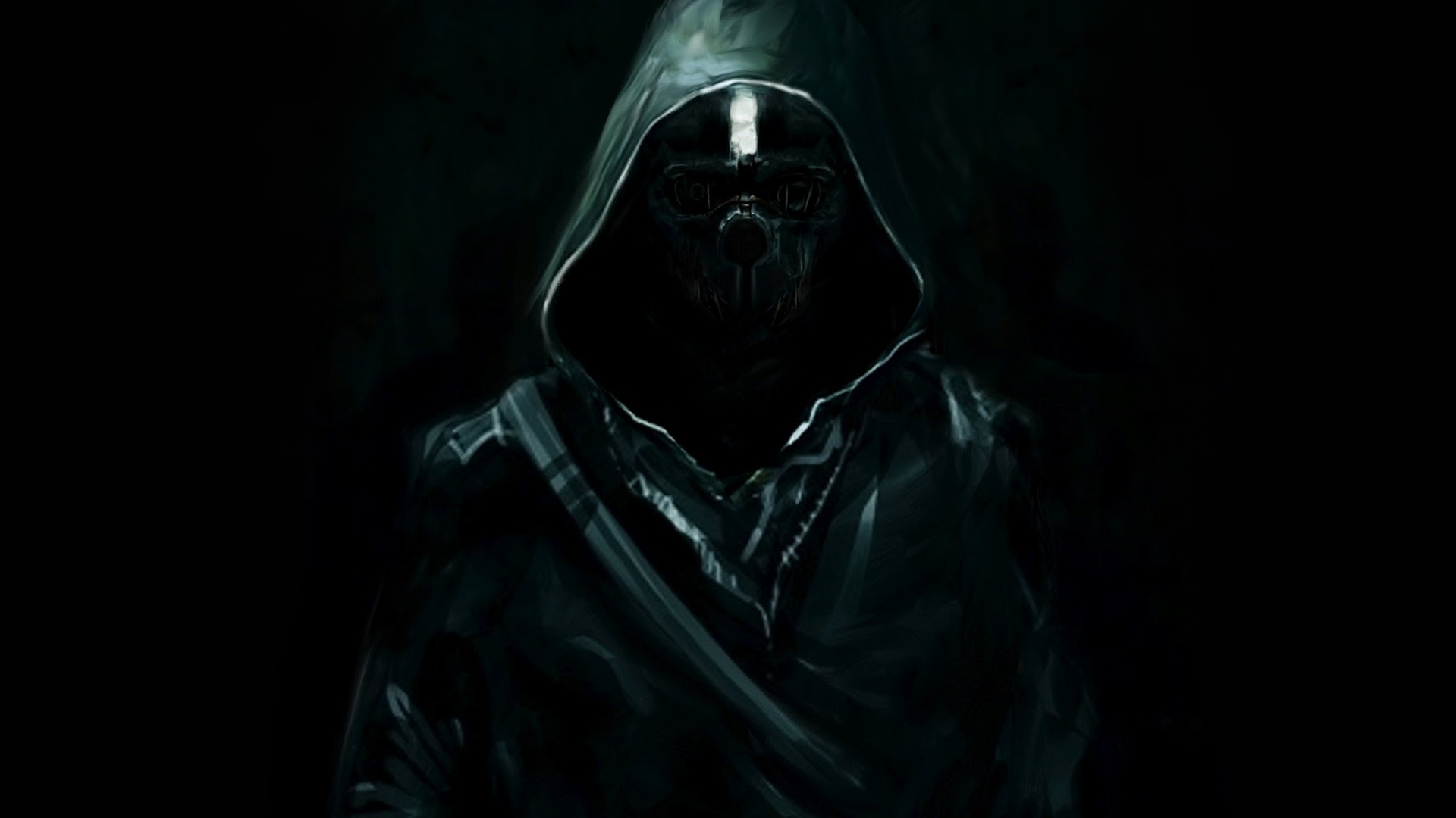 Corvo Attano, Dishonored, Cappuccio, Sfondo scuro, 1920x1080, wallpaper desktop