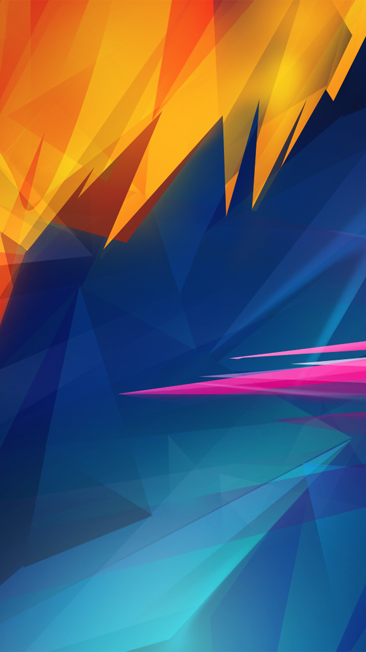 Astratto, Arte low poly, Blu, Arancione, sfondo per iPhone 4K