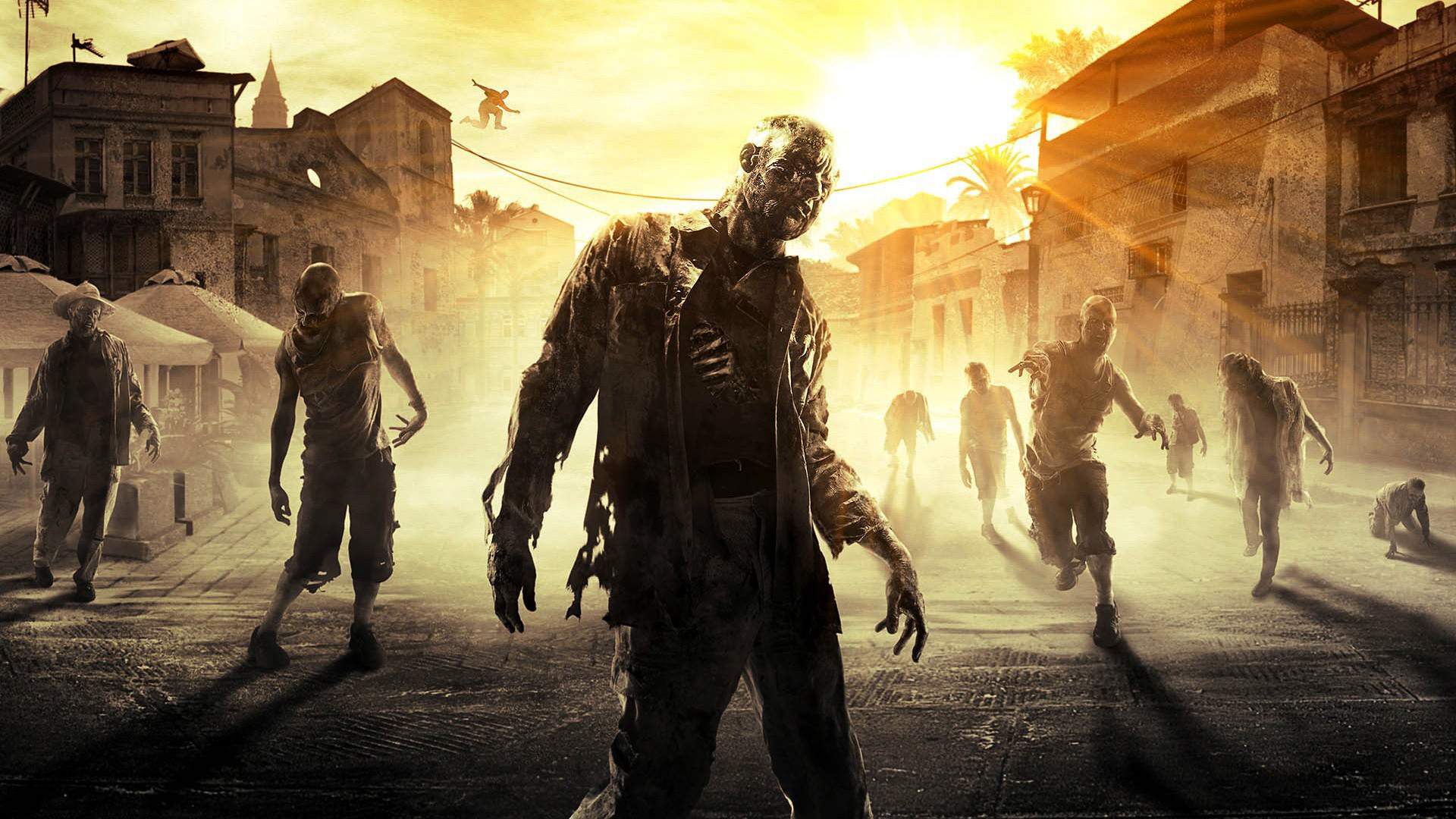 Dying Light, Zombi, Orda, Città, Tramonto, 1920x1080, immagine di sfondo