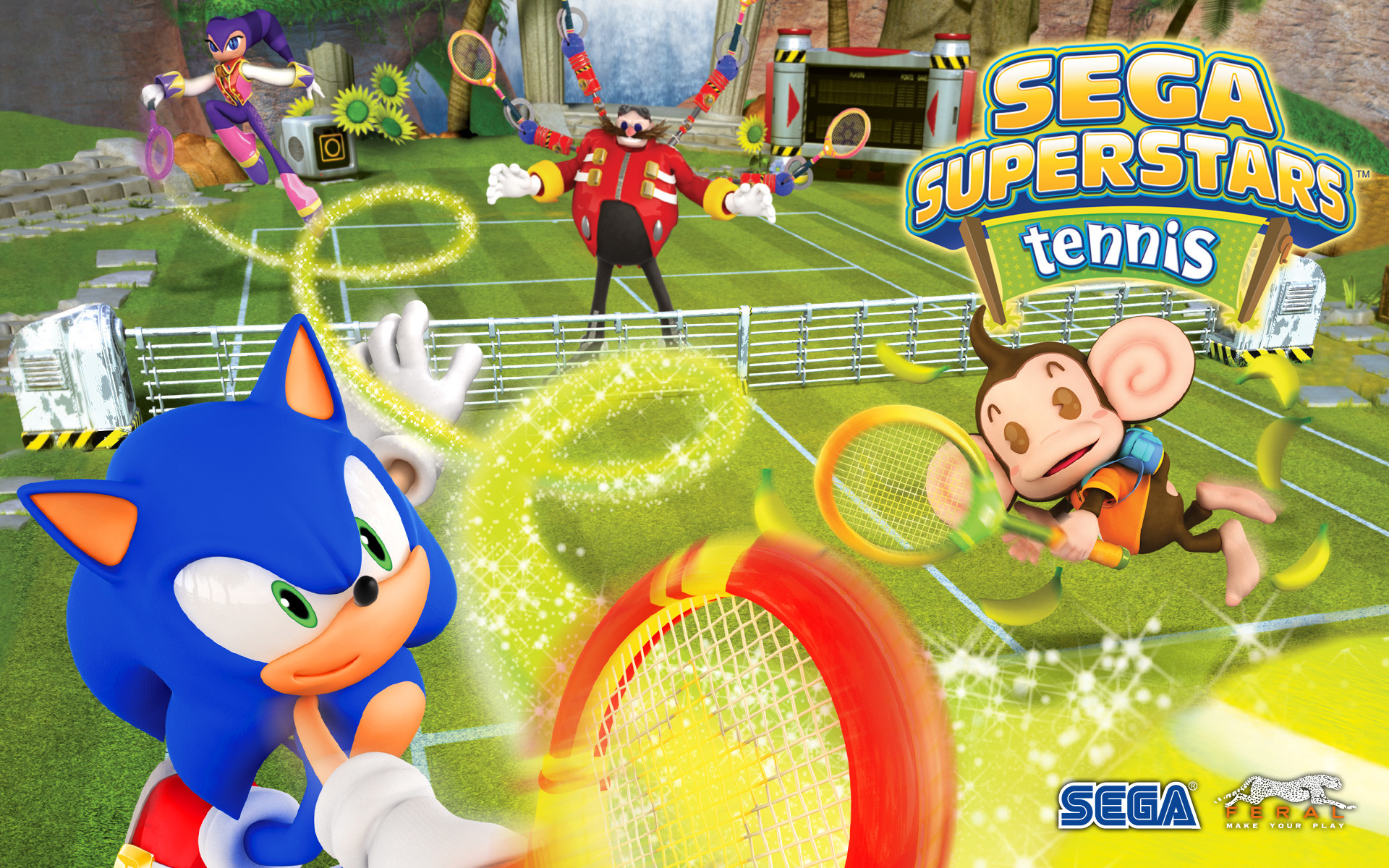 Sega Superstars Tennis, Sonic, Dottor Eggman, AiAi, Videogioco, 16:10 Full HD, wallpaper widescreen