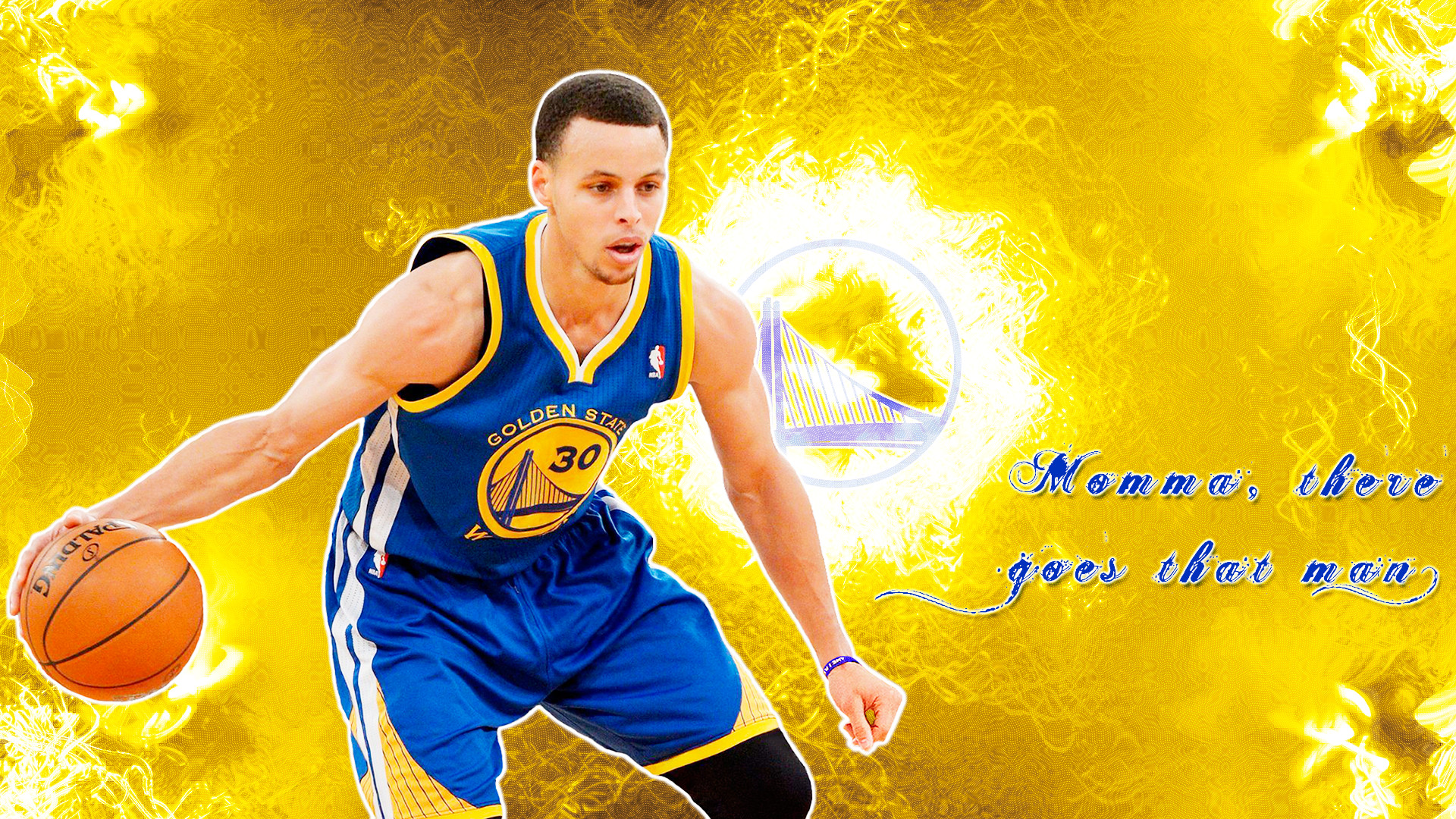 Stephen Curry, Golden State Warriors, Dribbling, Giallo, Full HD, wallpaper per PC