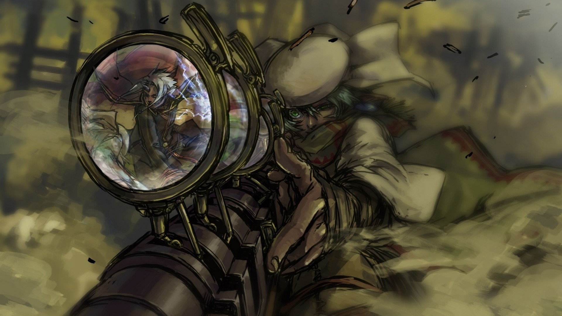 Cannocchiale, Riflesso, Illustrazione, Steampunk, 1920x1080, immagine di sfondo