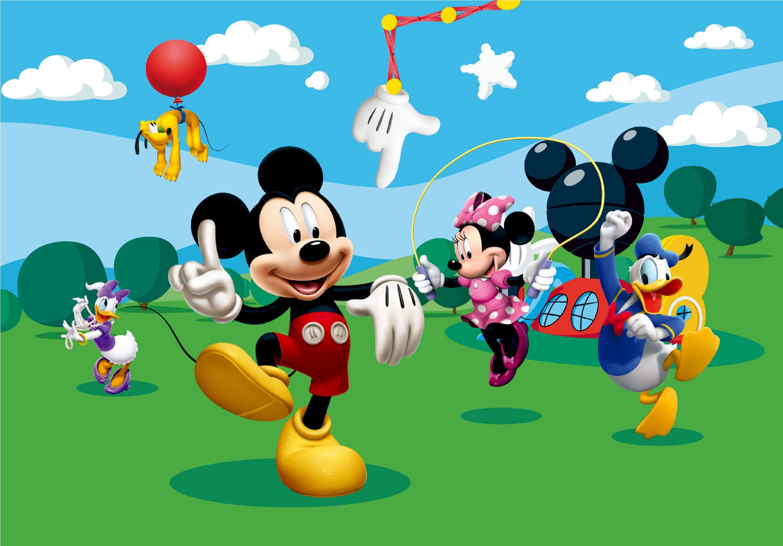 Topolino, Minnie, Paperino, Pluto, La casa di Topolino, Prato, Full HD, sfondo desktop