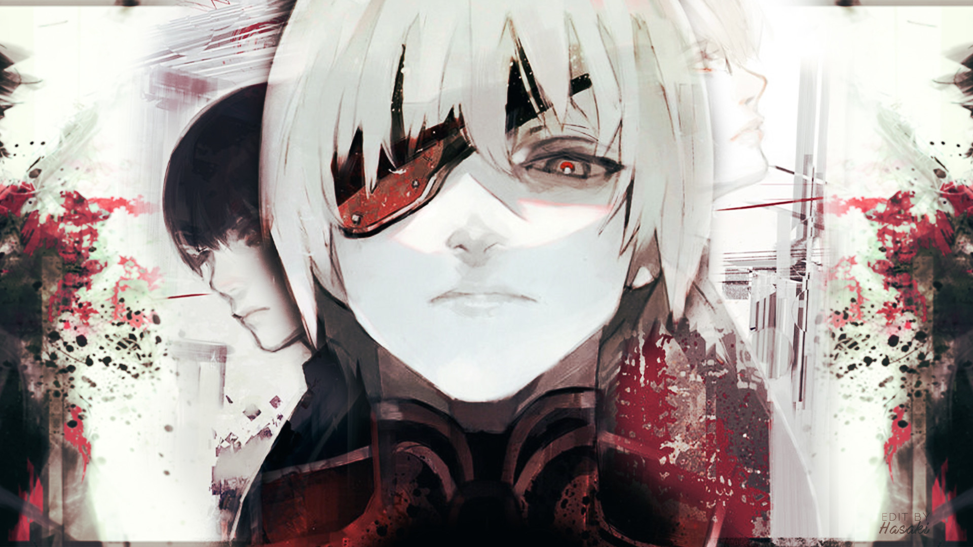Ken Kaneki, Tokyo Ghoul: re, Benda sull'occhio, Capelli bianchi, sfondo Windows 11