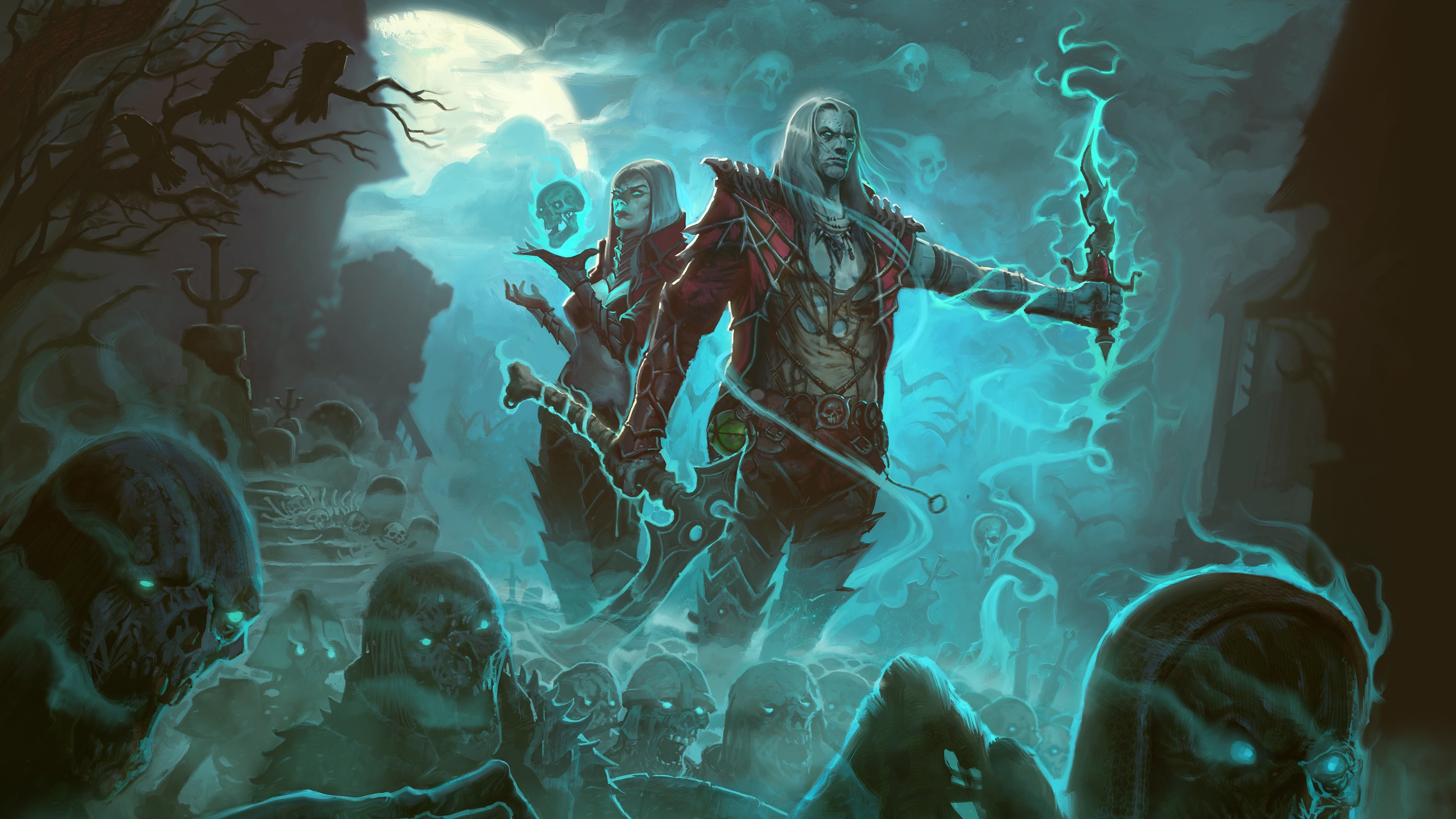 Negromante, Diablo III, Non morti, Turchese, 4K, sfondo Windows 11
