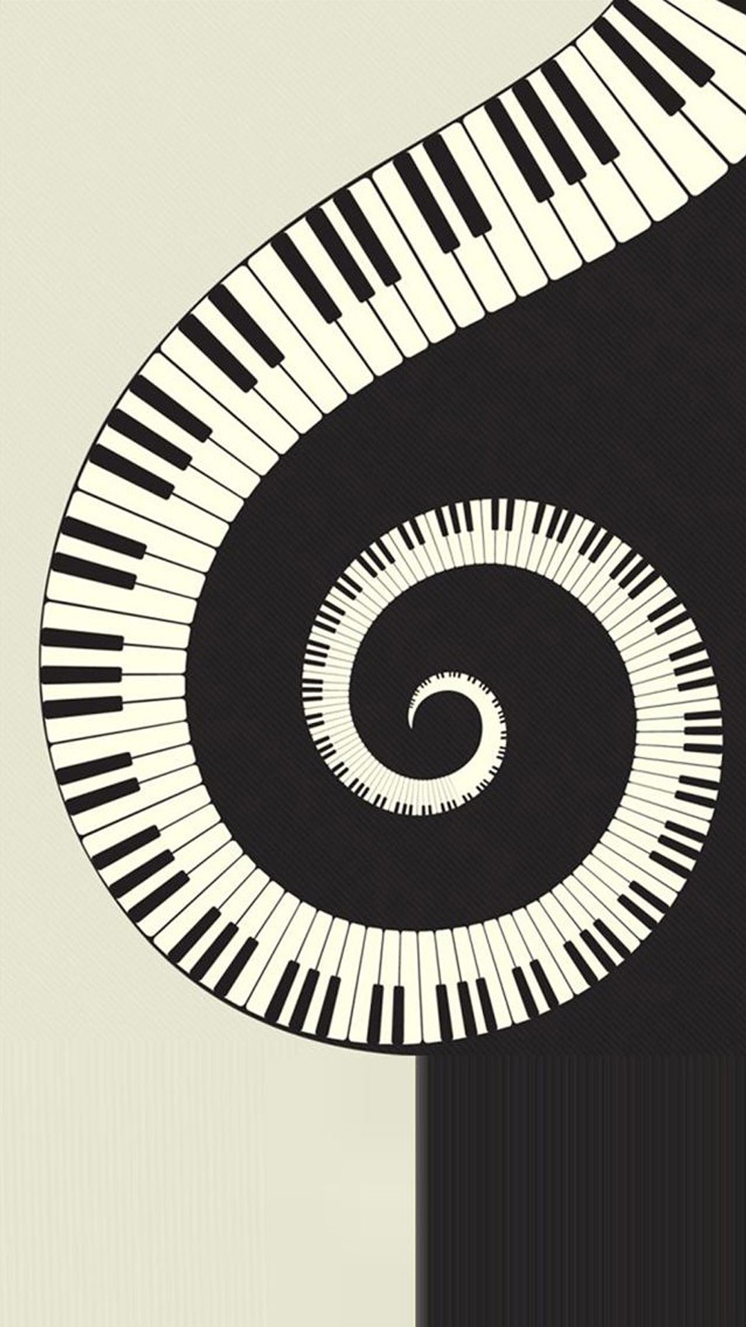 Tastiera a spirale, Pianoforte, Bianco e nero, Minimalista, sfondo per iPhone e Android