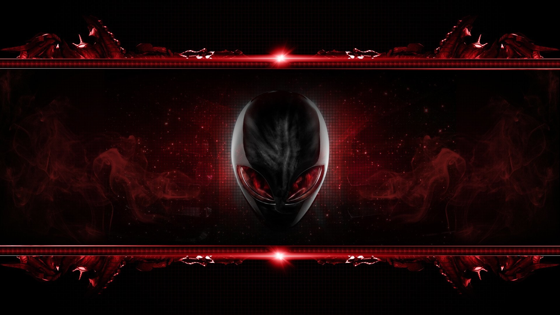 Alienware, Logo, Rosso, Sfondo nero, Full HD, wallpaper desktop