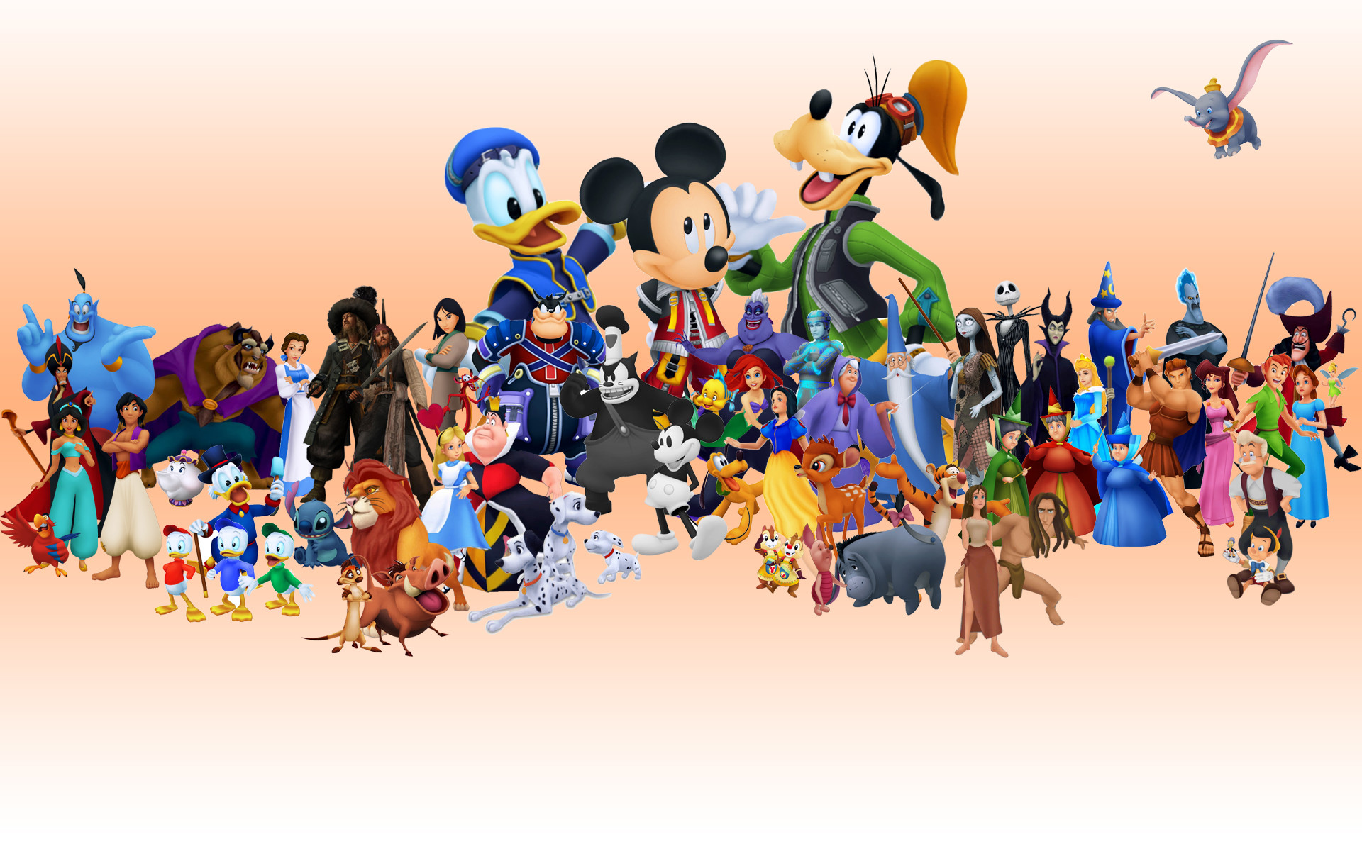 Personaggi Disney, Topolino, Paperino, Pippo, Kingdom Hearts, Dumbo, sfondo 16:10 Full HD