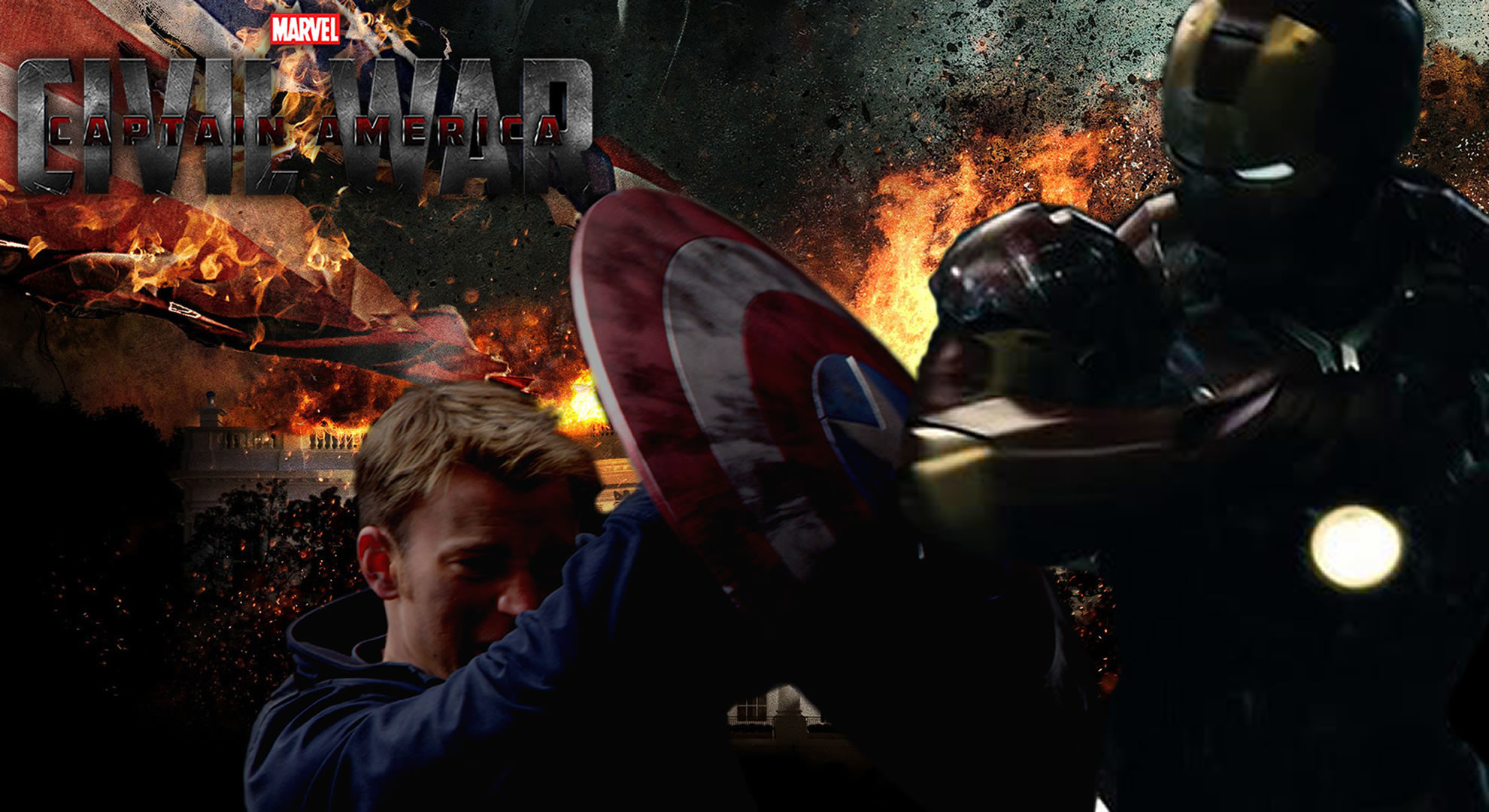 Captain America, Iron Man, Captain America: Civil War, Esplosioni, sfondo Full HD per portatile