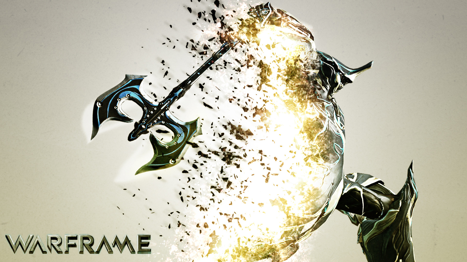 Warframe, Logo Warframe, Ascia, Frammenti, Full HD, sfondo desktop
