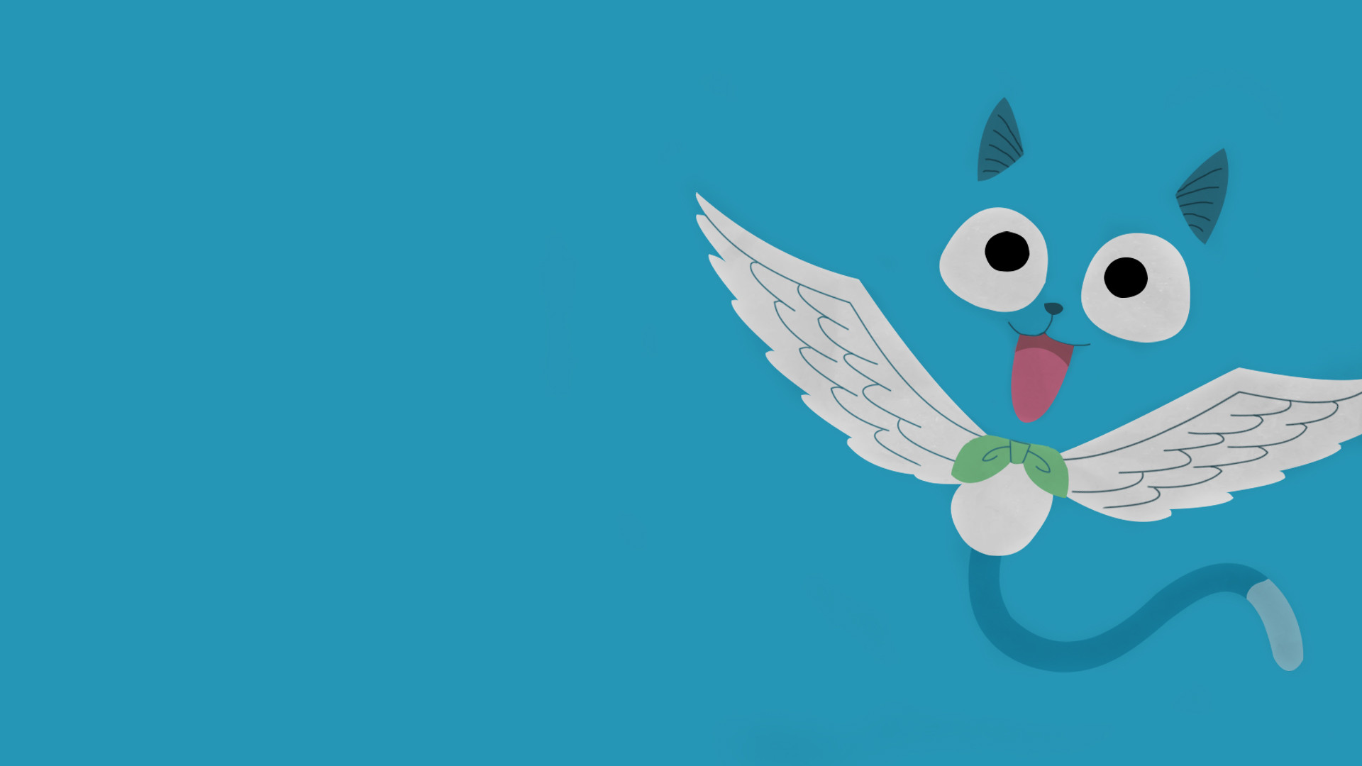 Happy, Fairy Tail, Ali, Minimalista, Azzurro, 1920x1080, immagine di sfondo