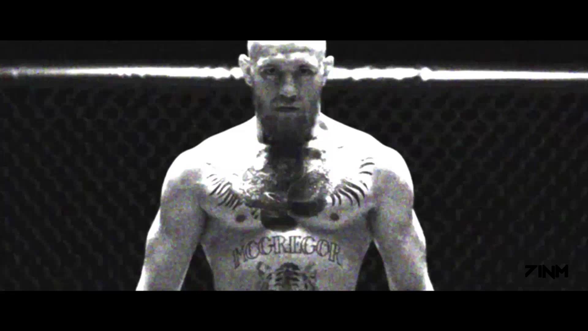 Conor McGregor, Bianco e nero, Gabbia, Tatuaggi, Full HD, sfondo per PC