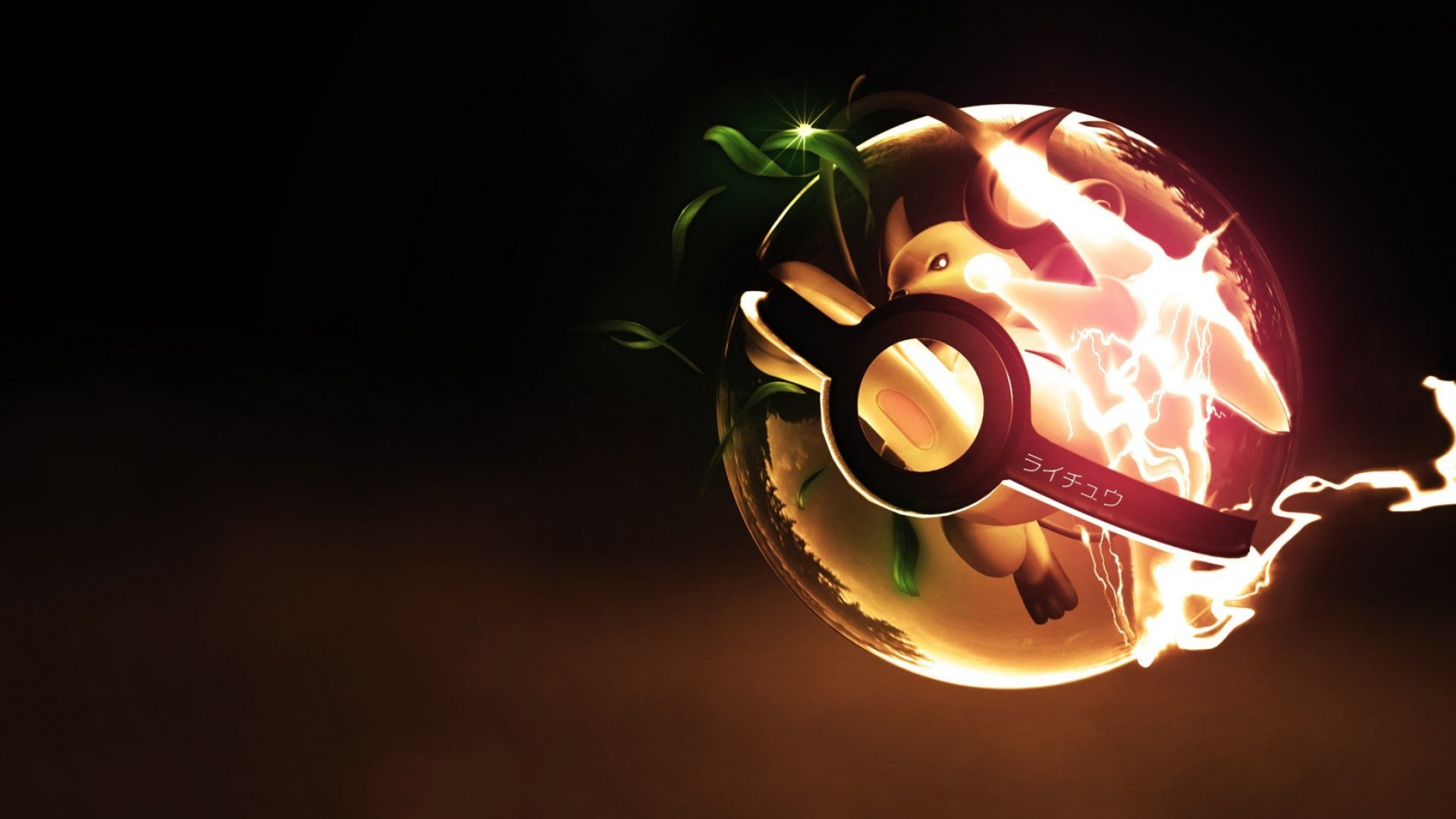 Poké Ball, Raichu, Pokémon, Sfondo scuro, Full HD, wallpaper per PC