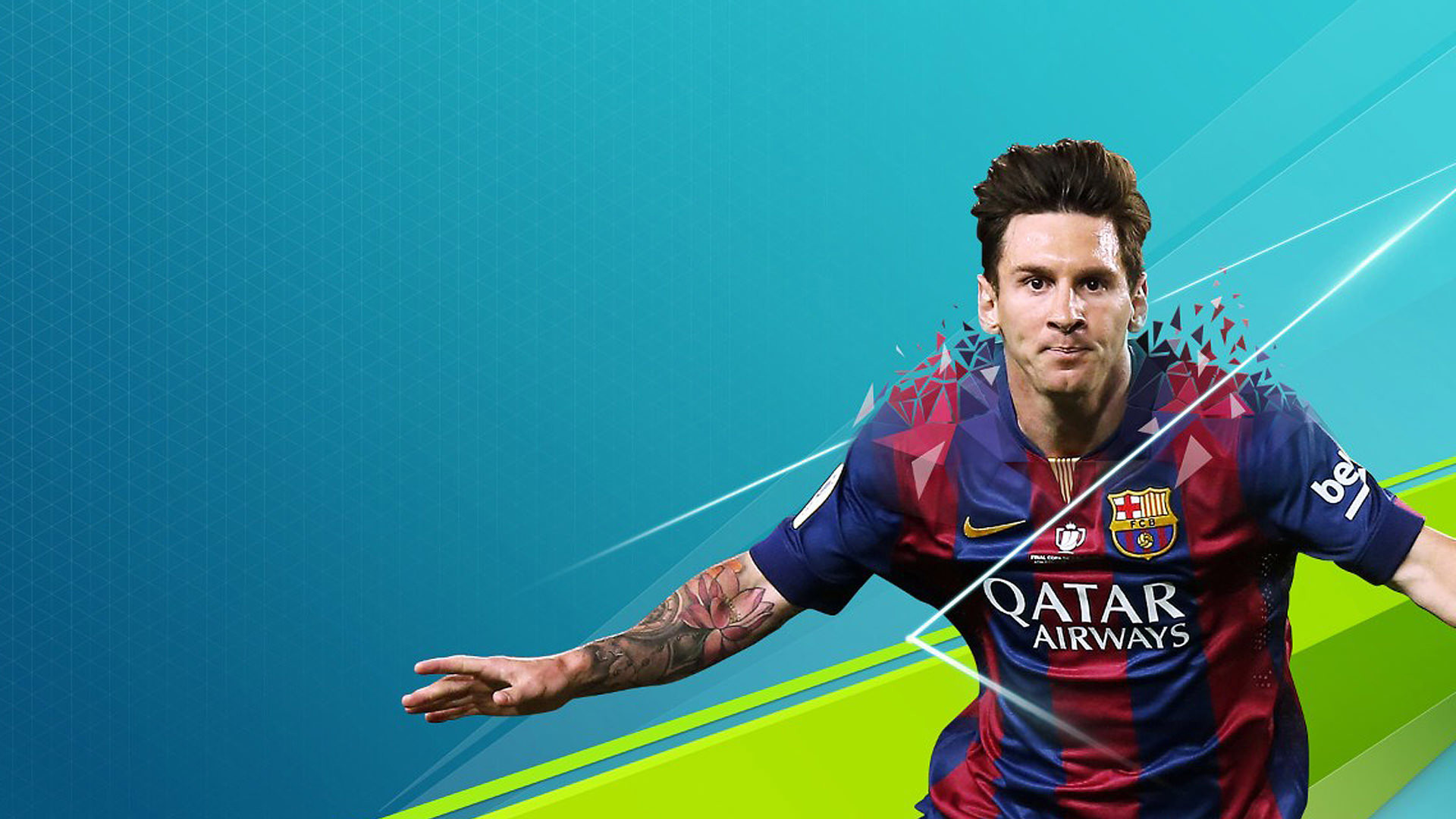Lionel Messi, FC Barcelona, FIFA 16, Turchese, Full HD 1080p, sfondo desktop