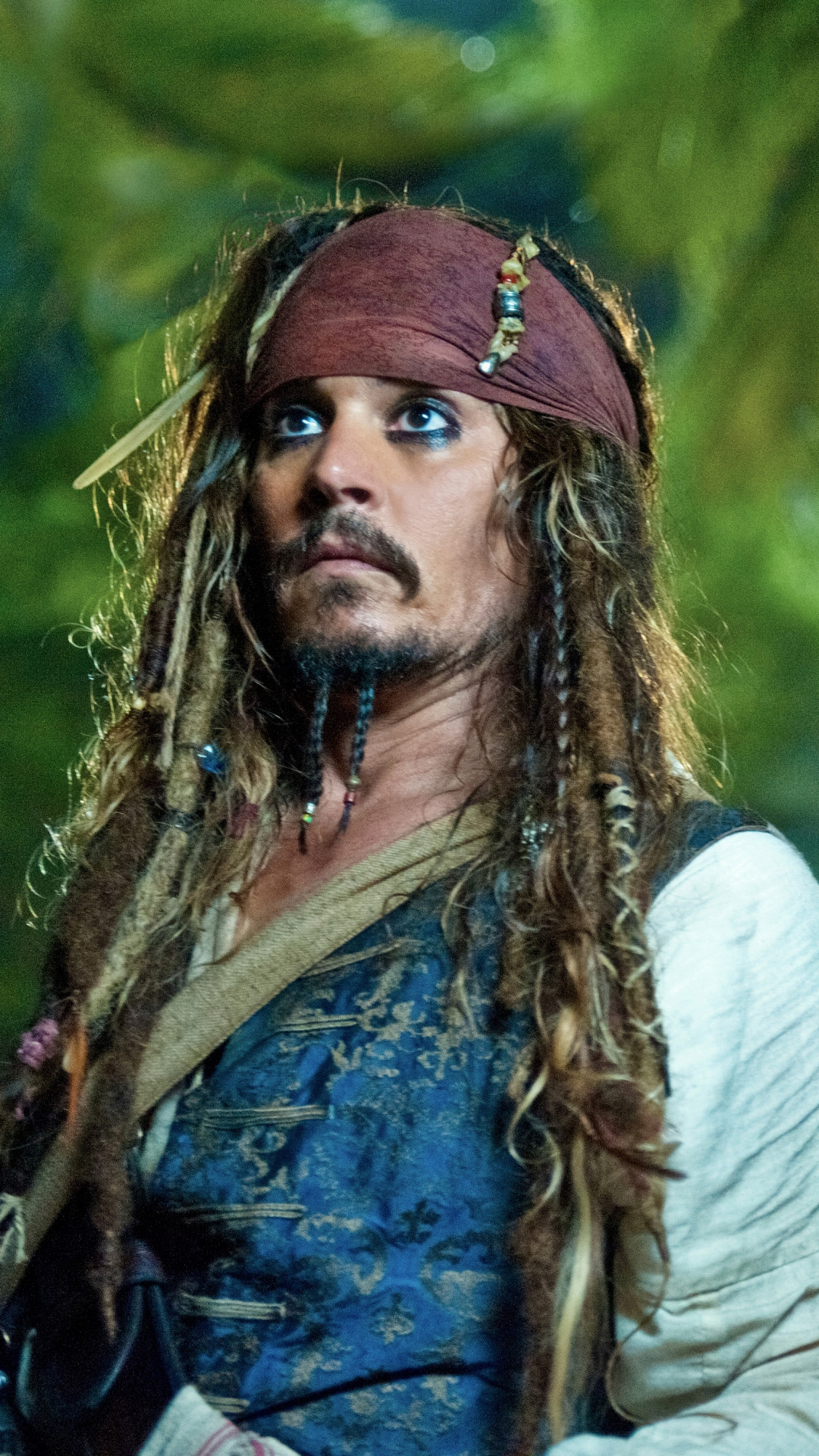 Jack Sparrow, Johnny Depp, Pirati dei Caraibi, Giungla, Full HD, sfondo verticale per cellulare