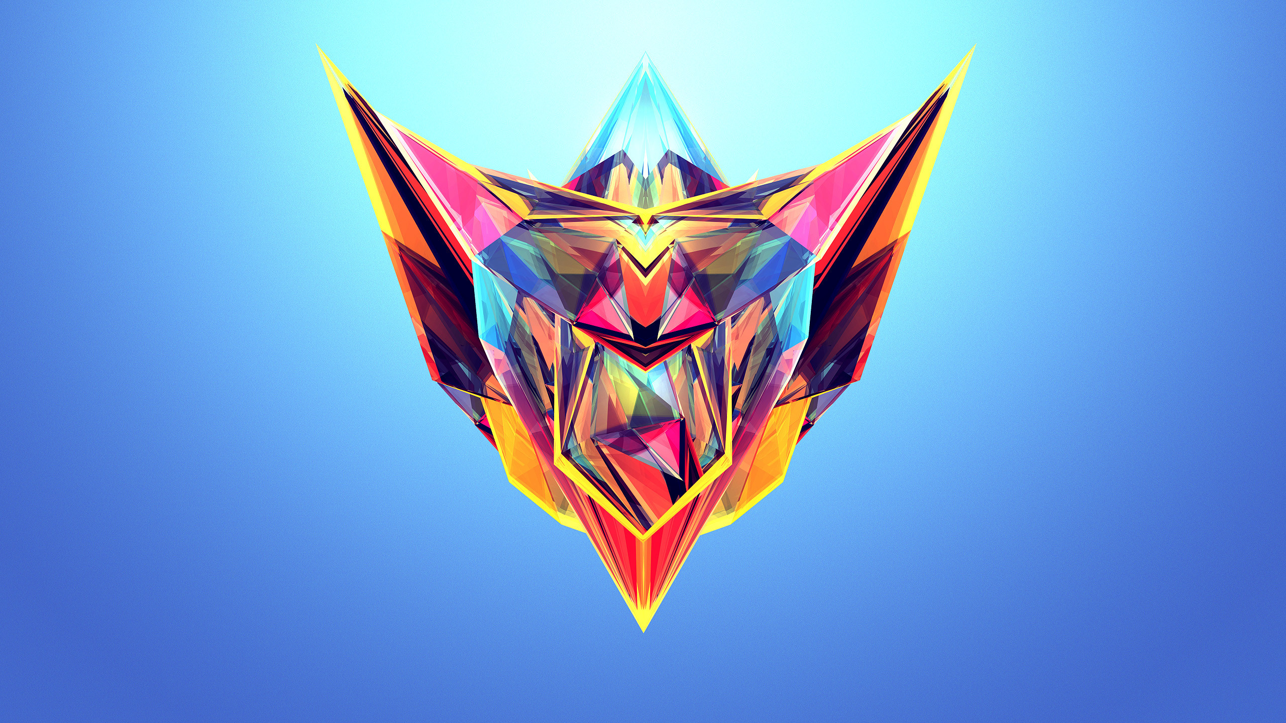 Astratto, Simmetria, Sfondo blu, Low poly, 2560x1440, wallpaper desktop