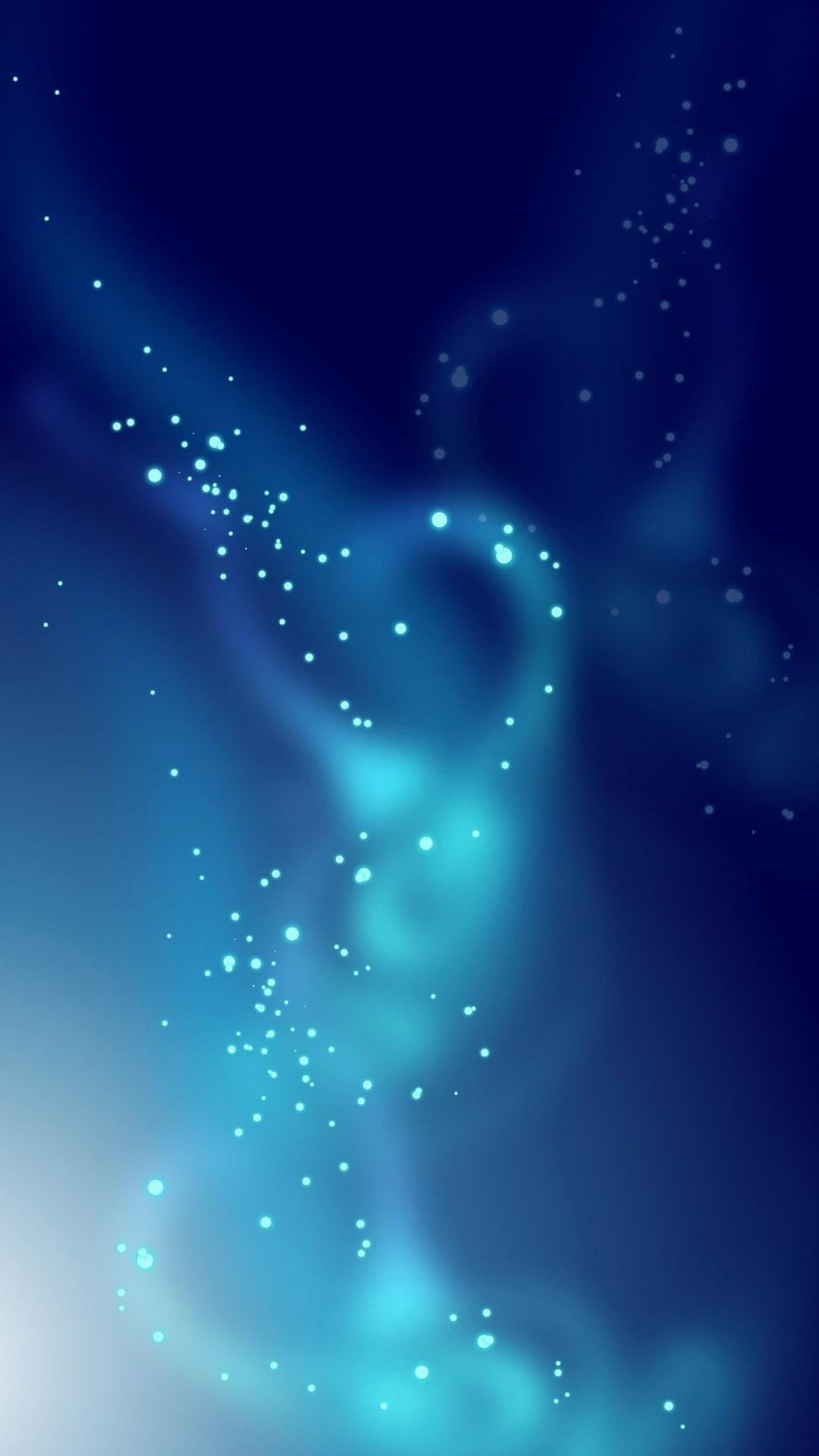 Particelle luminose, Sfondo blu, Astratto, schermata Home Android