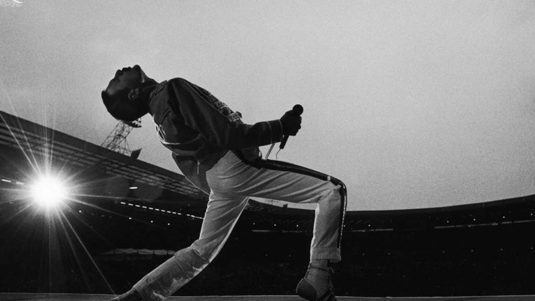 Freddie Mercury, Queen, Concerto, Stadio di Wembley, Bianco e nero, sfondo desktop Full HD